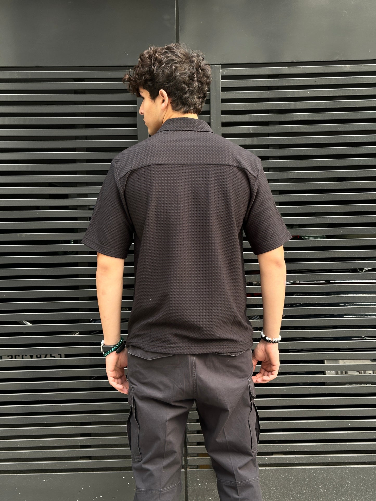 Textured Black Shirt for Men