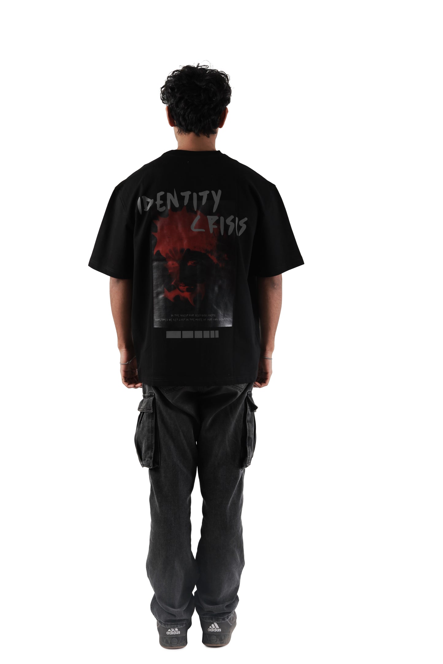 Identity Crisis Reflective Black Oversized T-Shirt