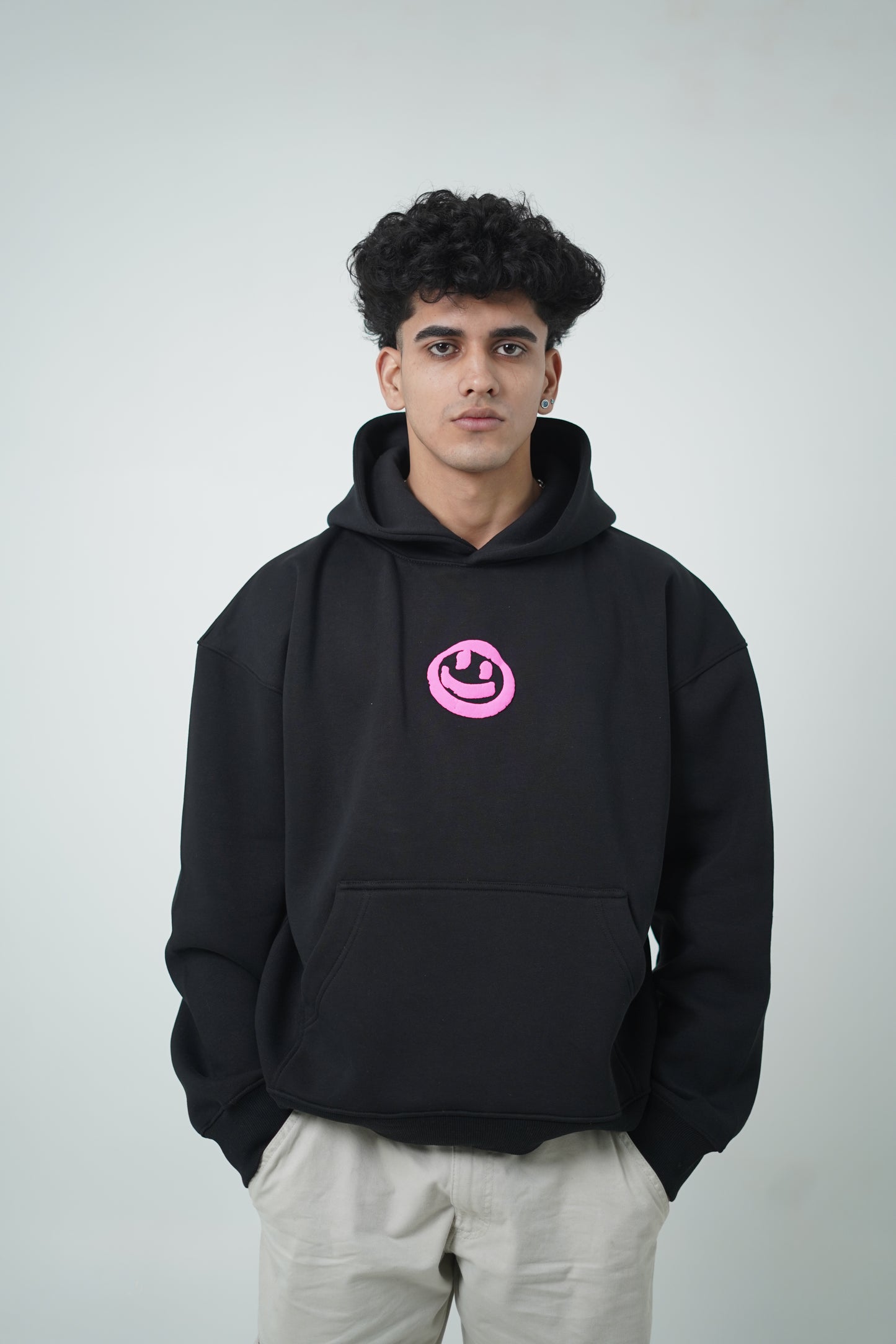 Black oversized hoodie with minimlist design