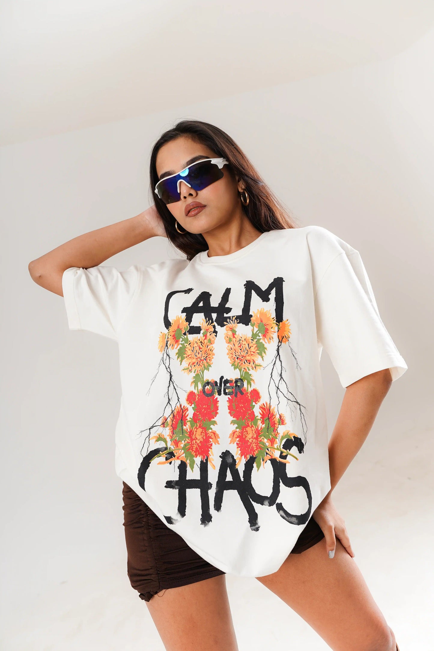Calm Over Chaos Oversized Tee White for women