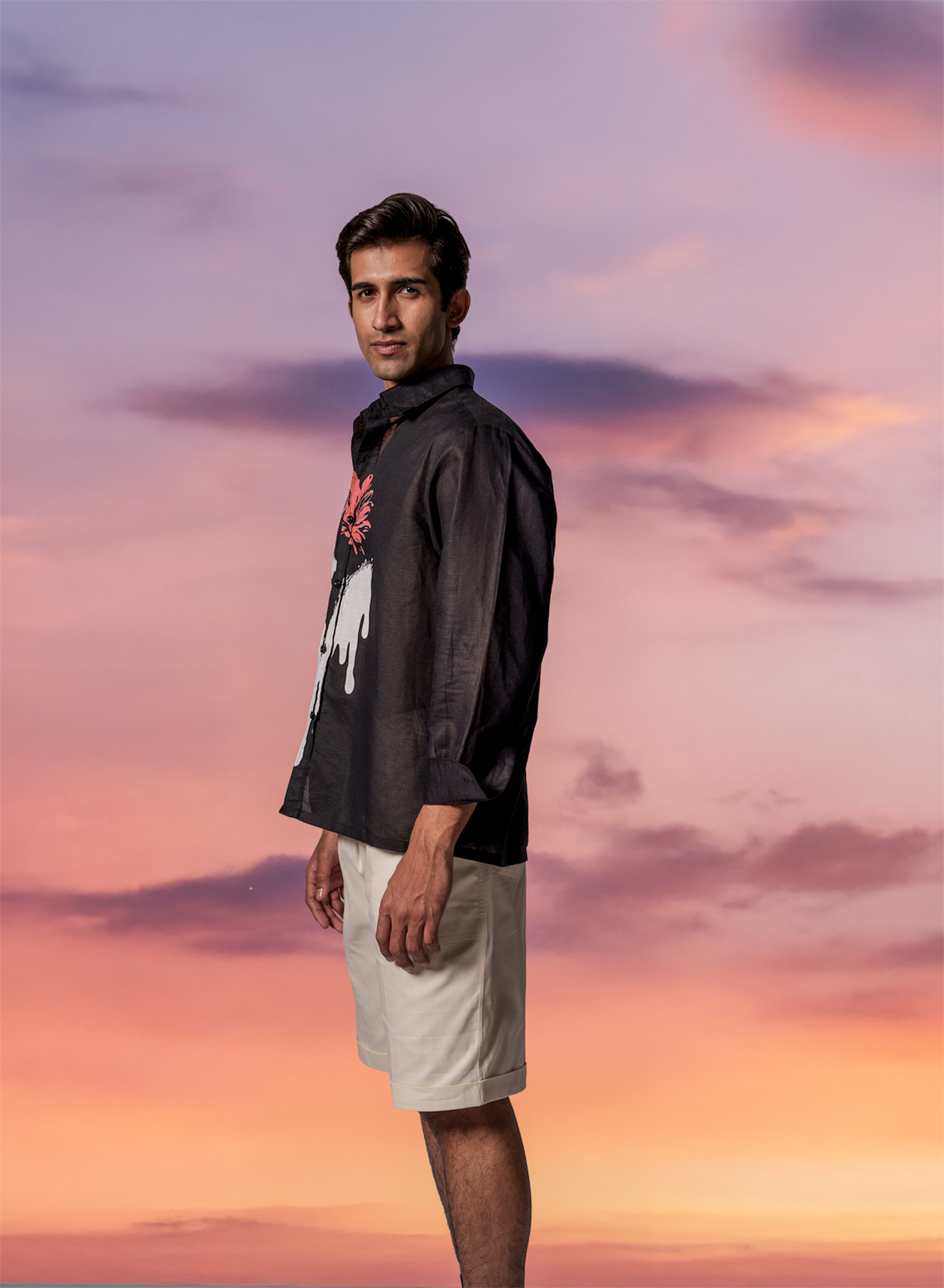 Evolve Black Cotton-Linen Relaxed Fit Shirt