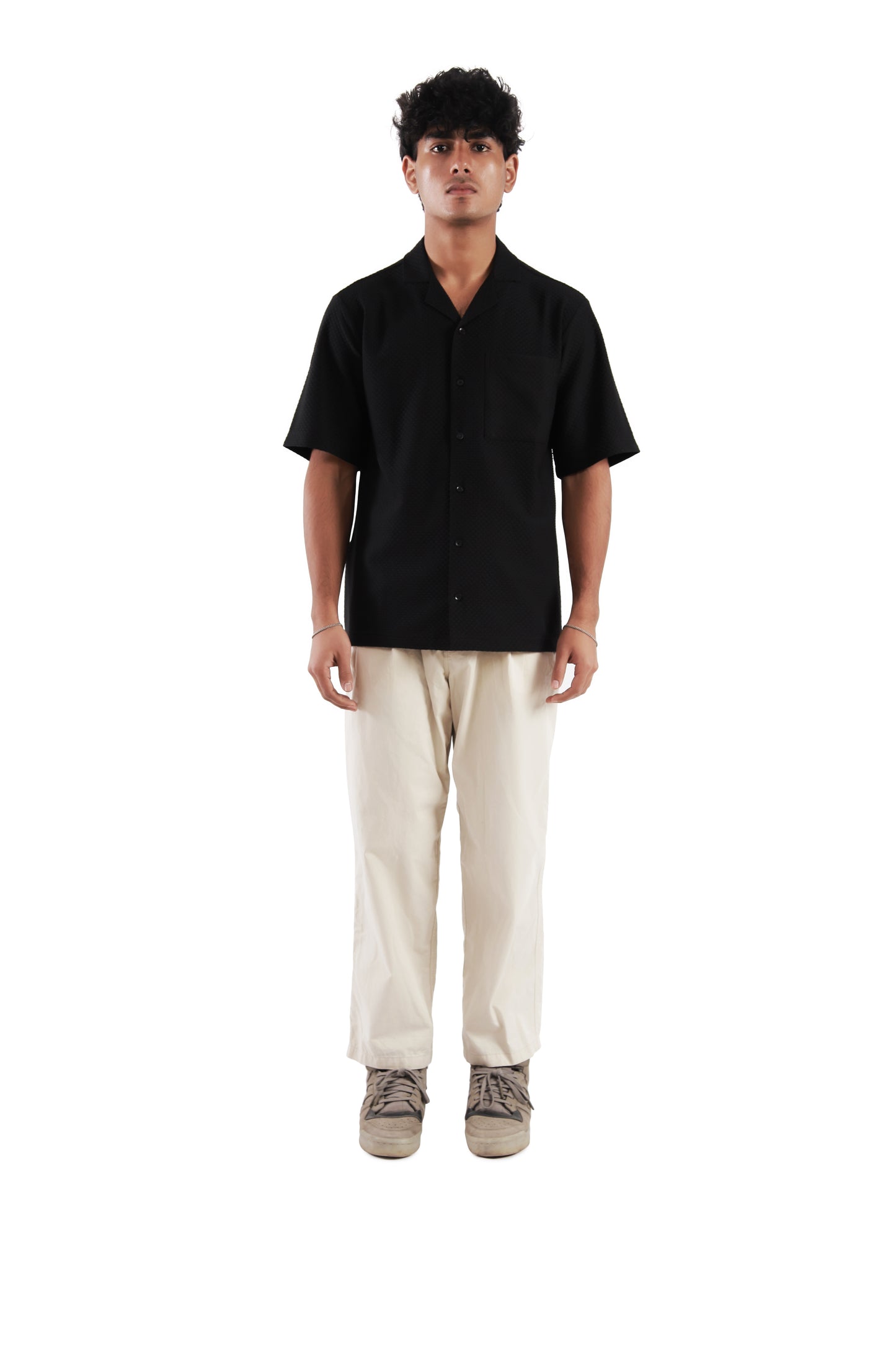 Textured Black Shirt for Men