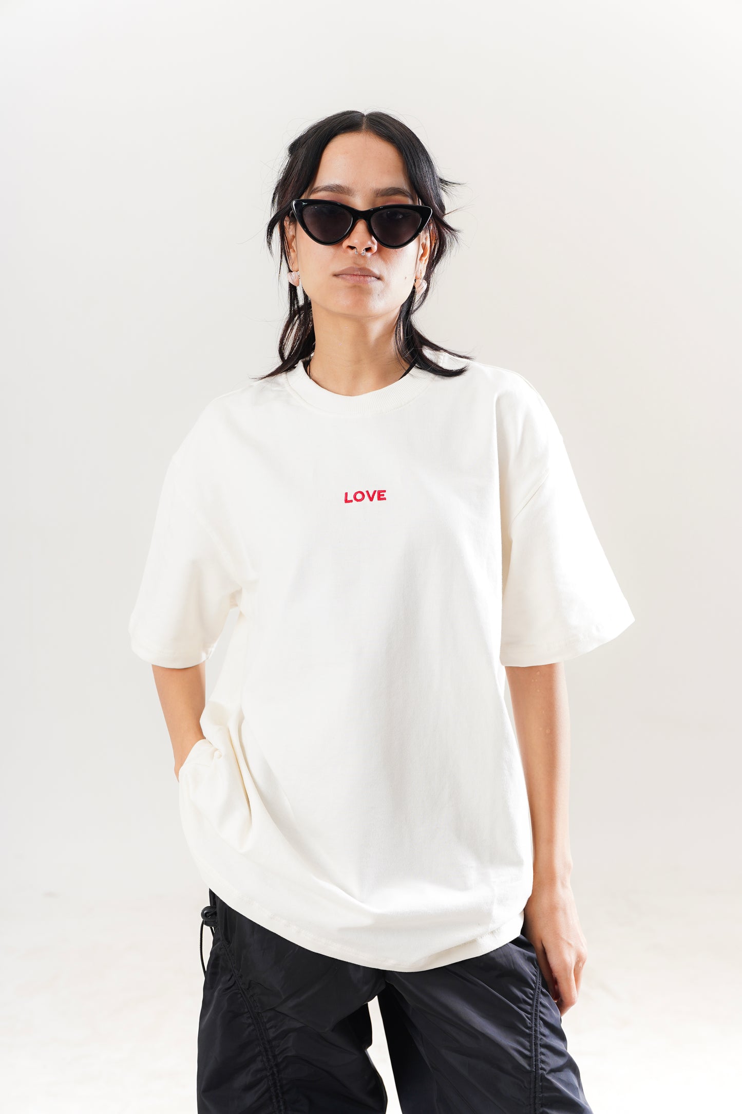 Love White Oversized Tee