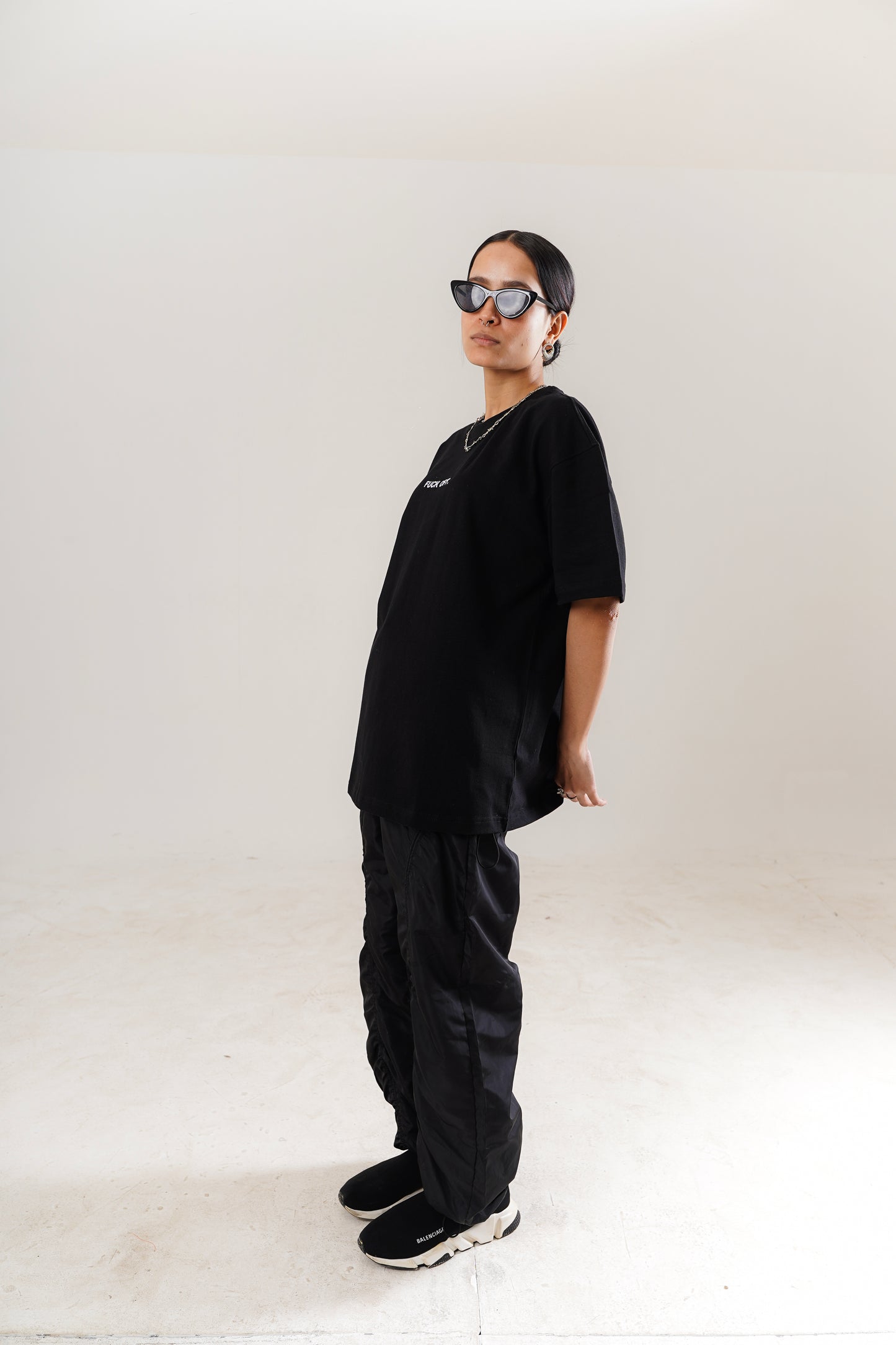 Black F**k Off Oversized Streetwear Tee