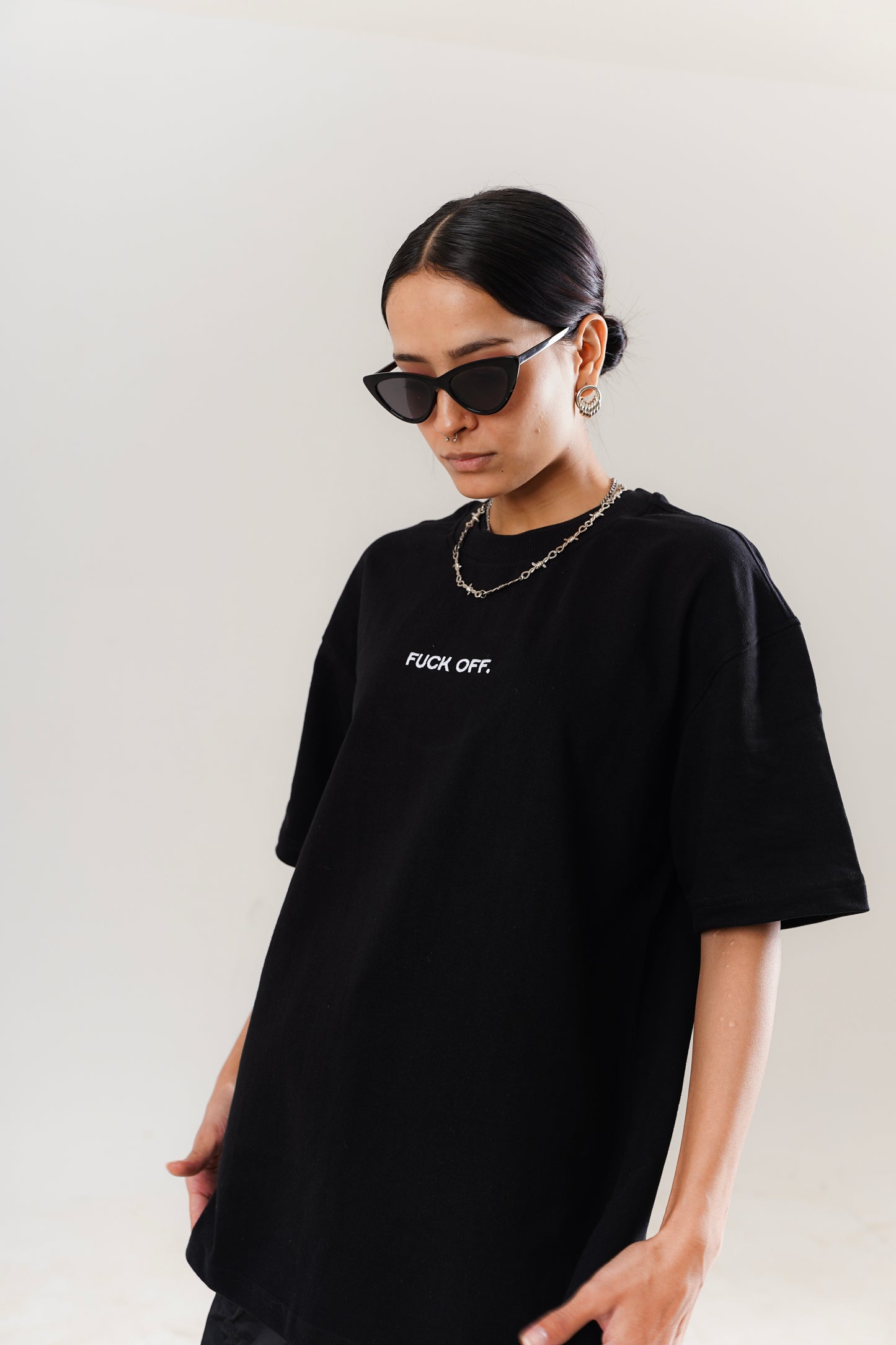 Black F**k Off Oversized Streetwear Tee