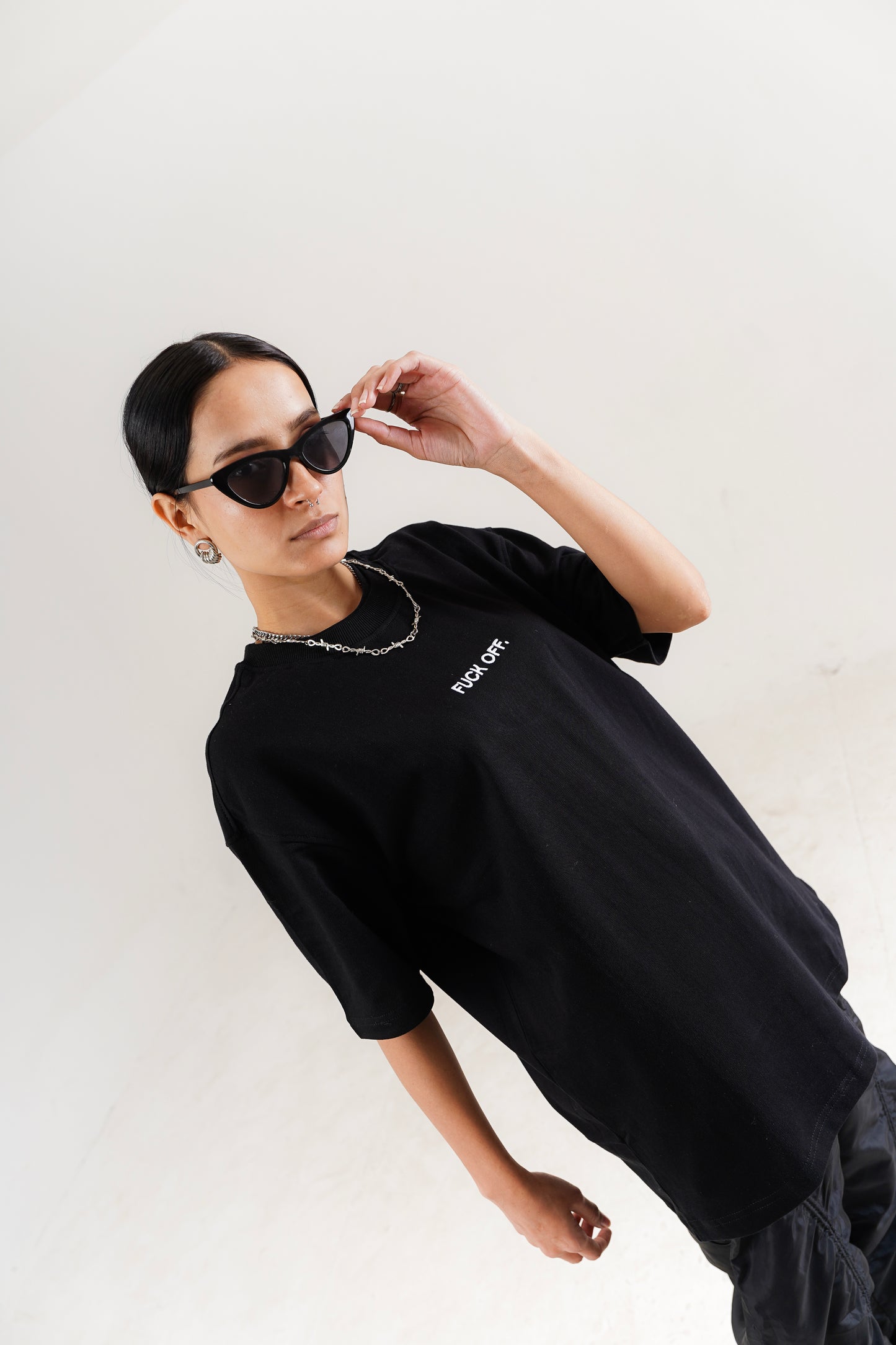 Black F**k Off Oversized Streetwear Tee