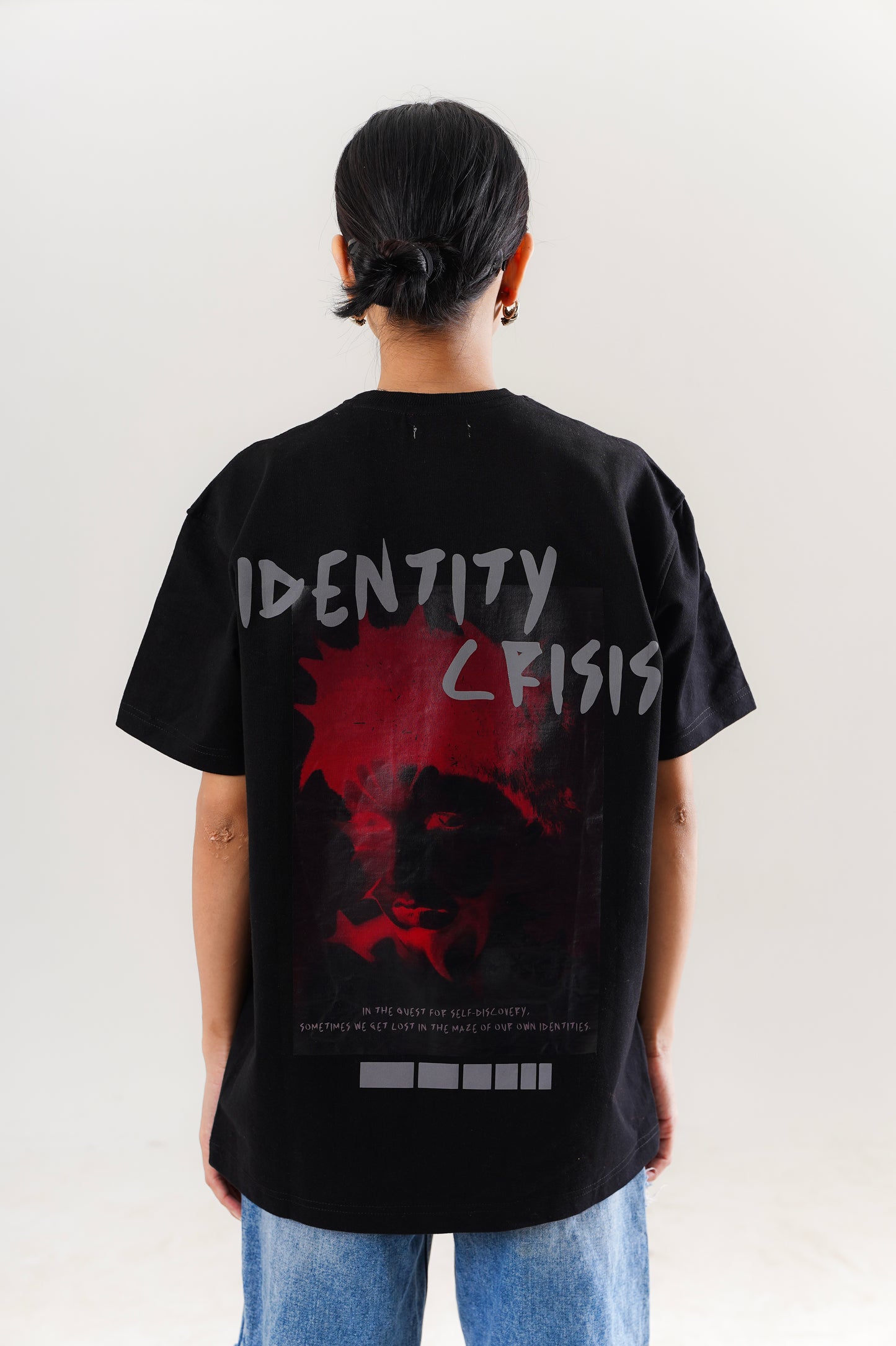Identity Crisis Reflective Black Oversized T-Shirt