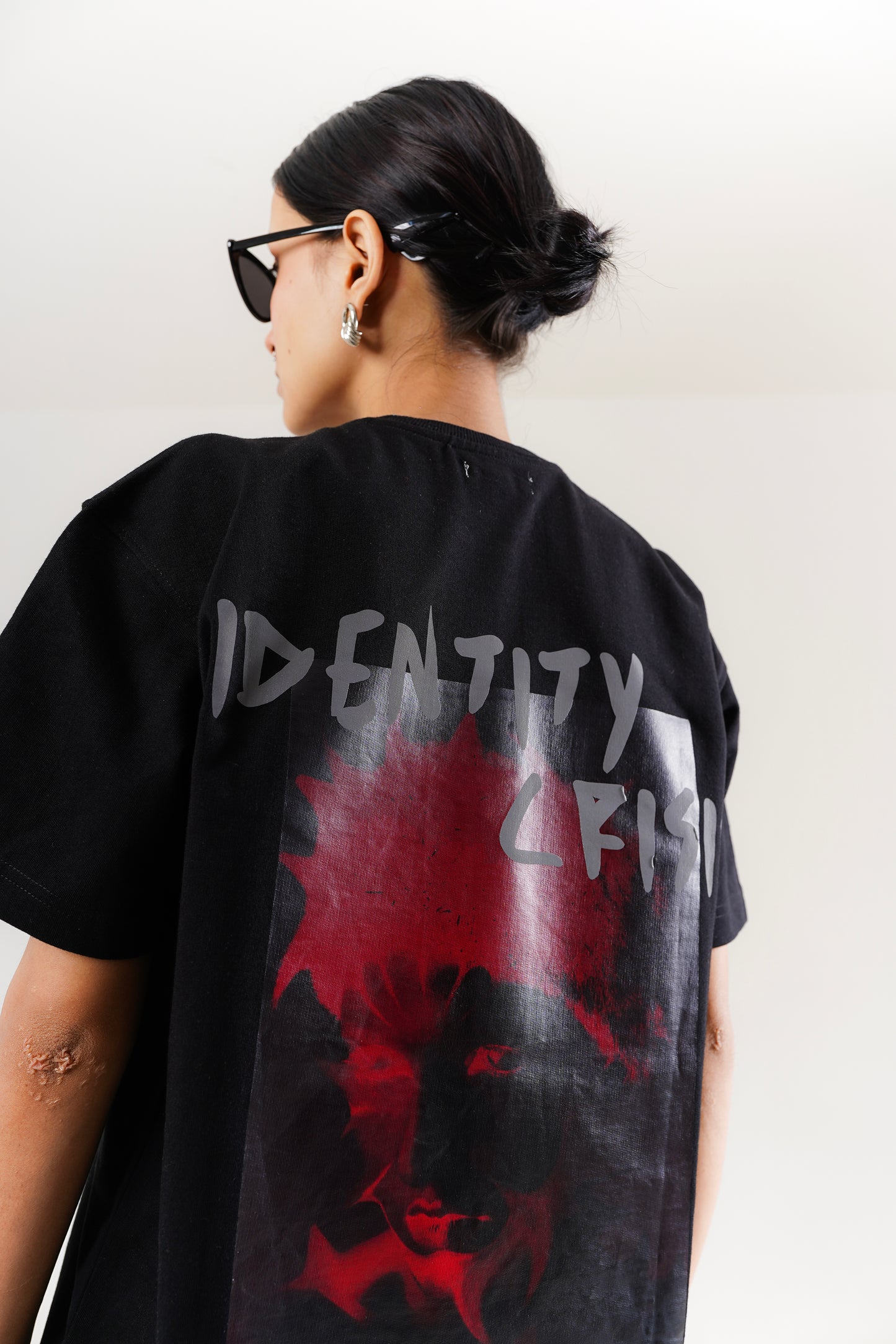 Identity Crisis Reflective Black Oversized T-Shirt