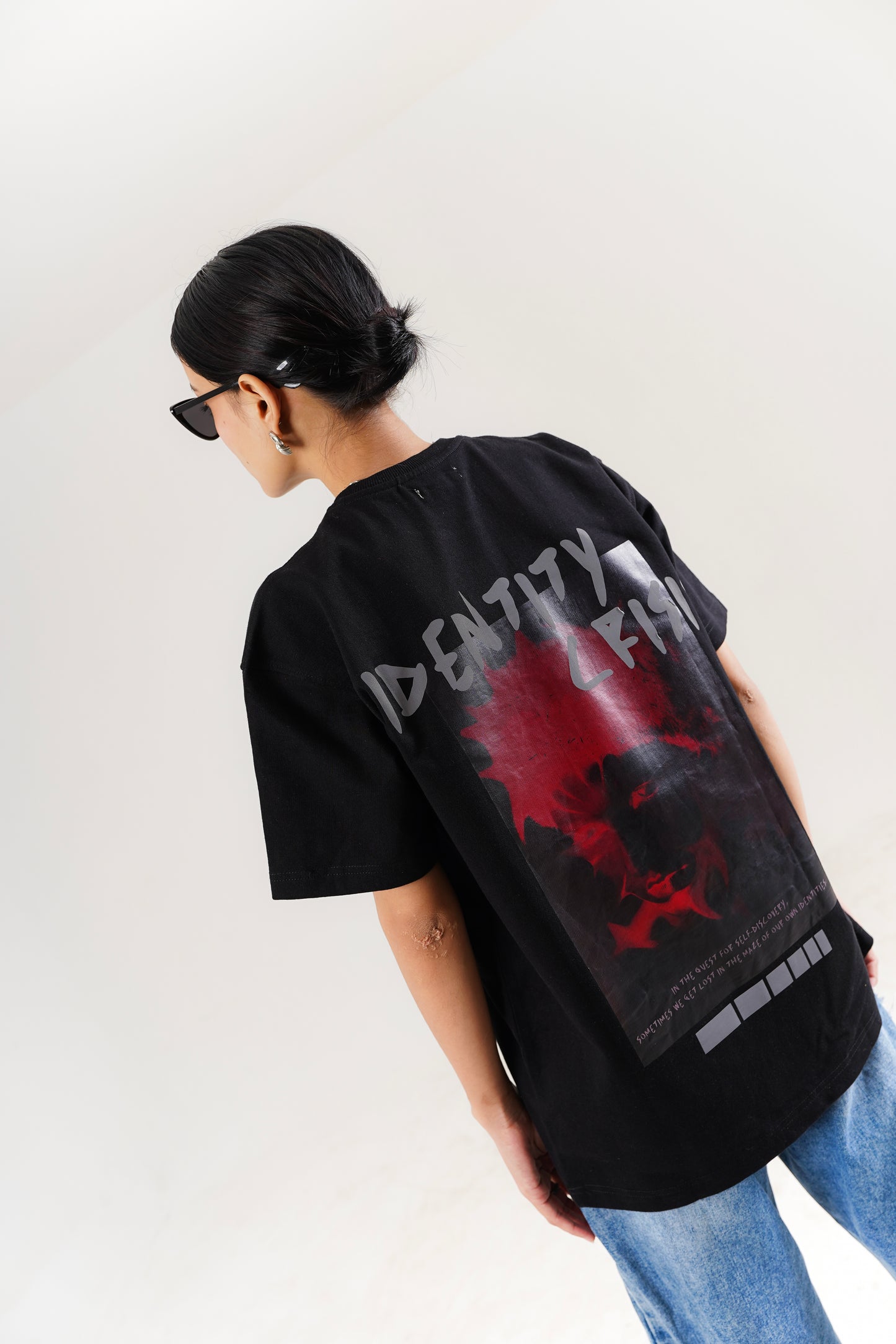 Identity Crisis Reflective Black Oversized T-Shirt
