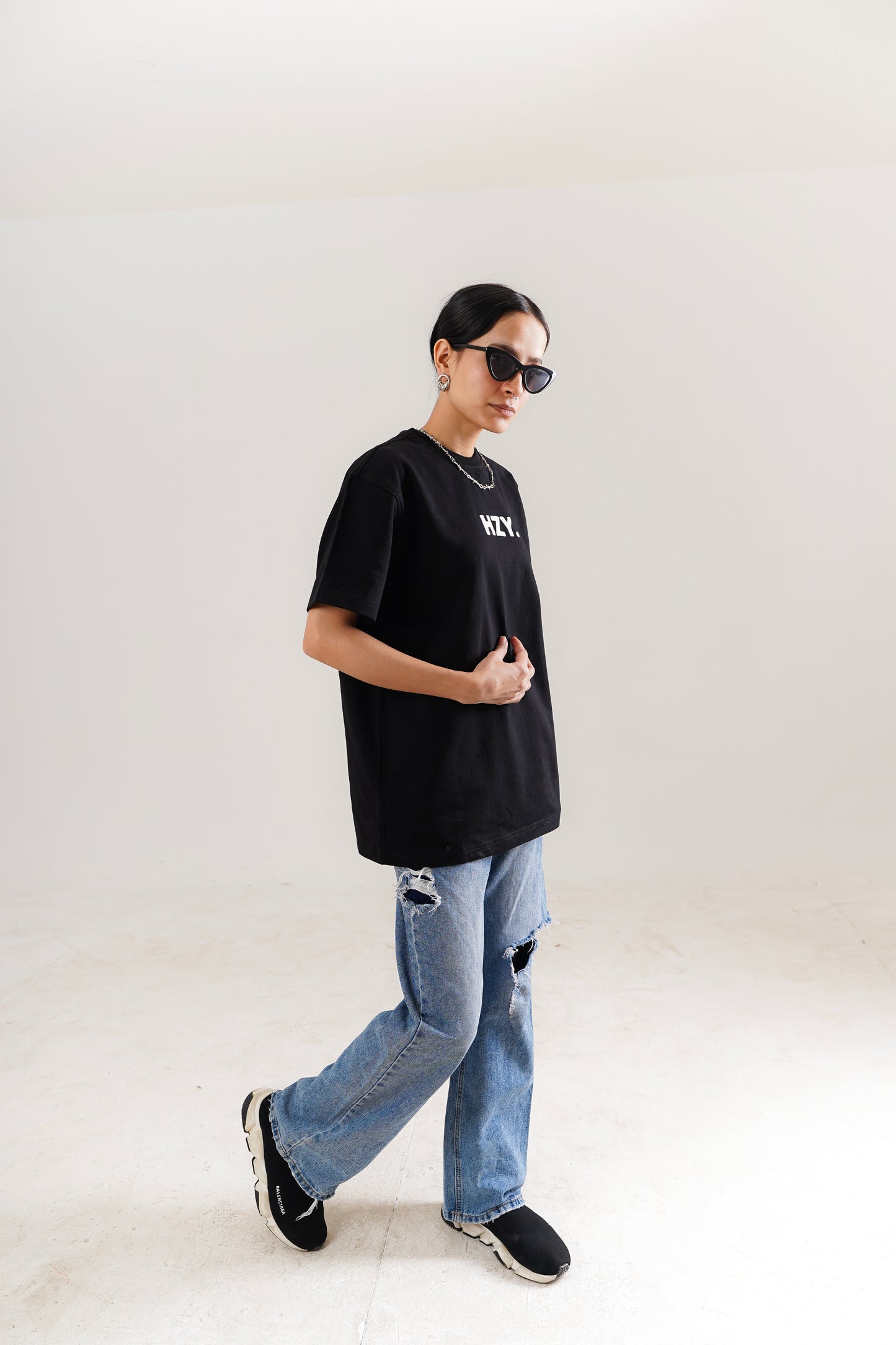 Identity Crisis Reflective Black Oversized T-Shirt