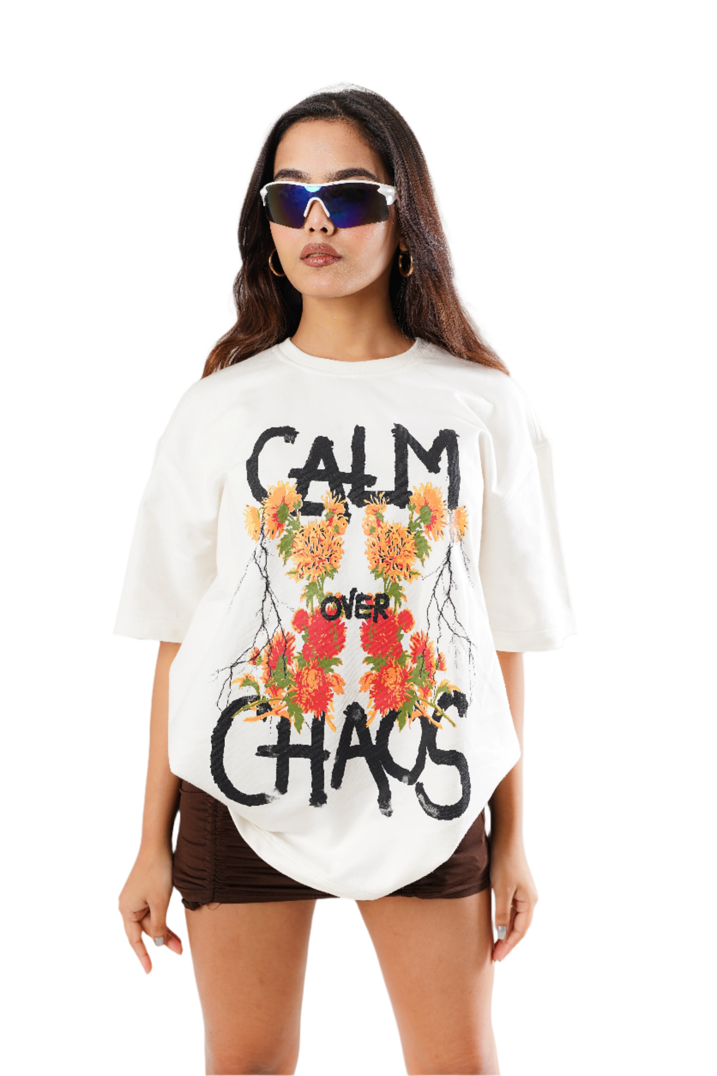 Calm Over Chaos White Oversized Unisex T-Shirt