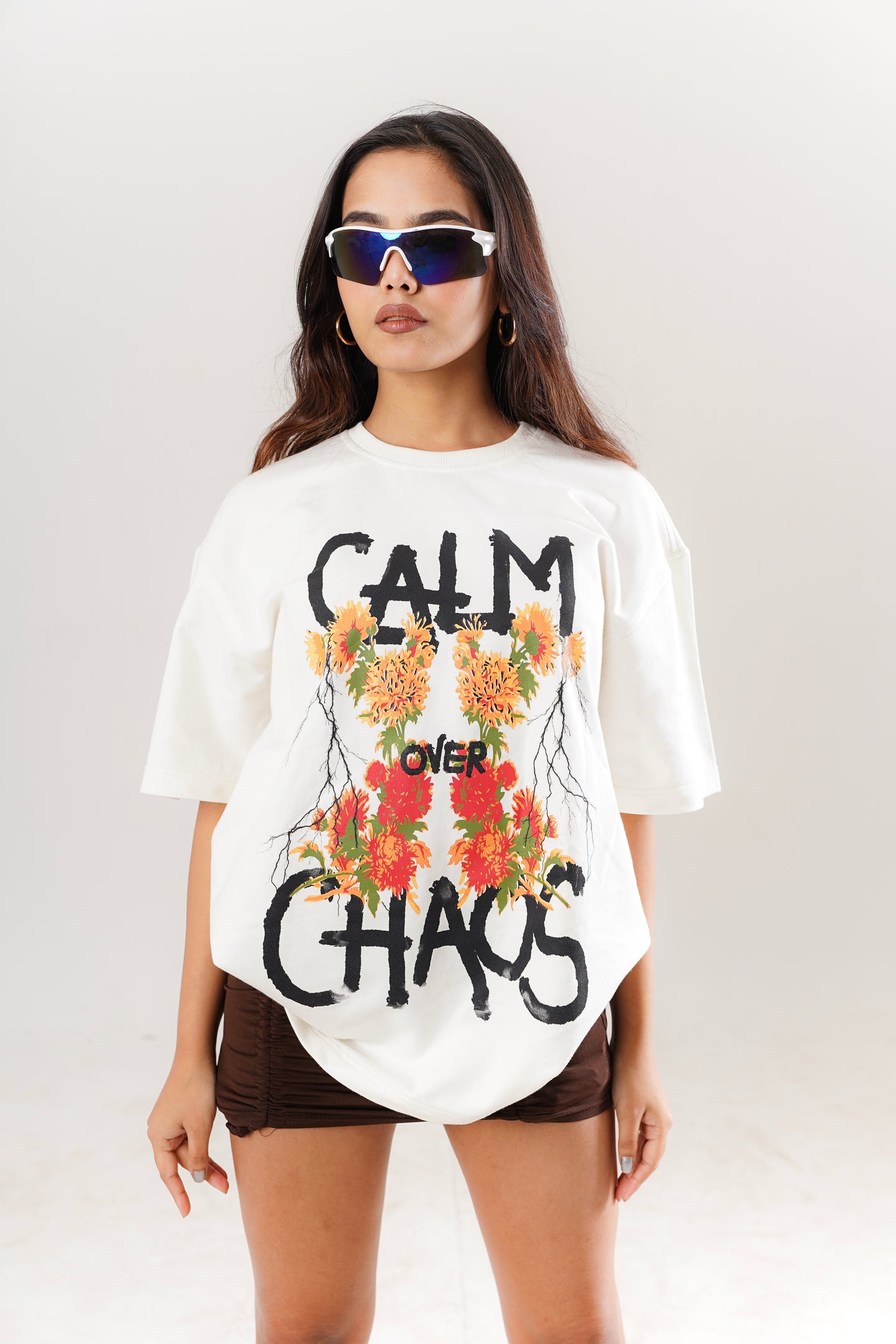 Calm Over Chaos White Oversized Unisex T-Shirt