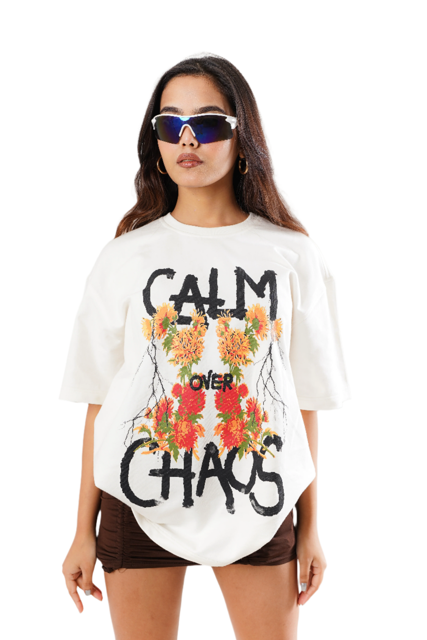 Calm Over Chaos White Oversized Unisex T-Shirt