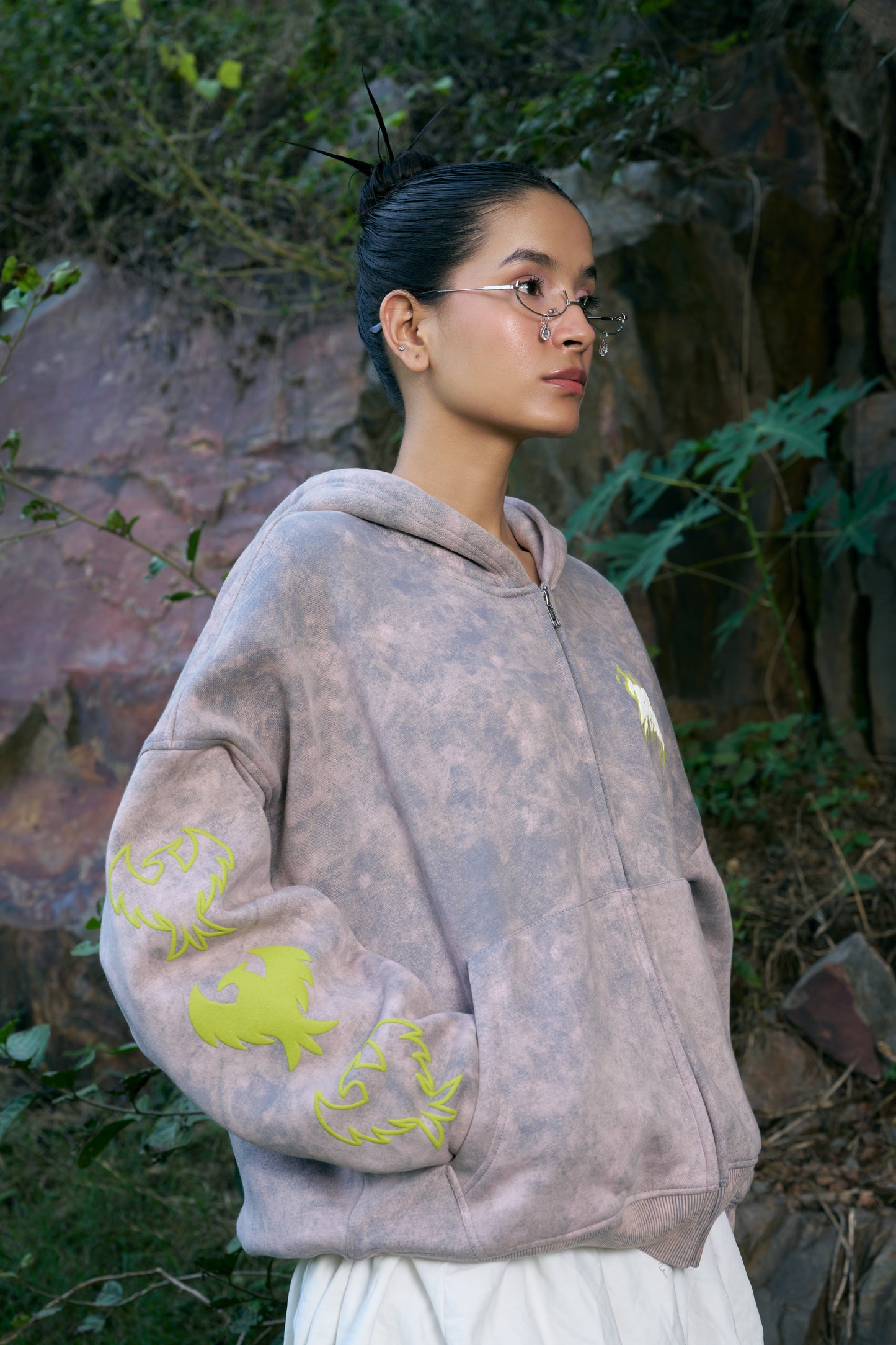 Ascend Unisex Oversized Washed Grey Zip-Up Hoodie