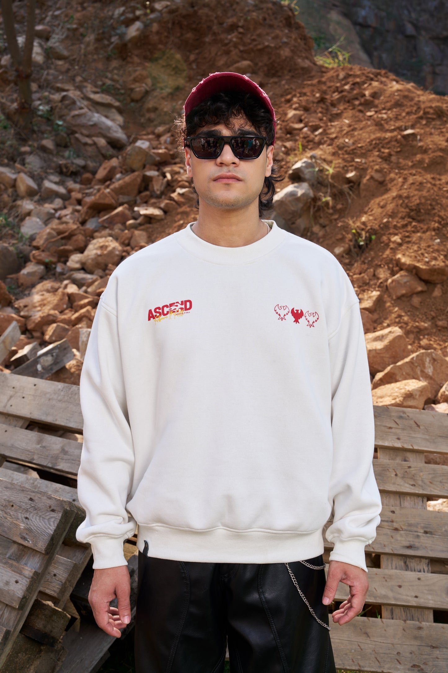 Root To Sky Unisex Oversized Off White Sweat