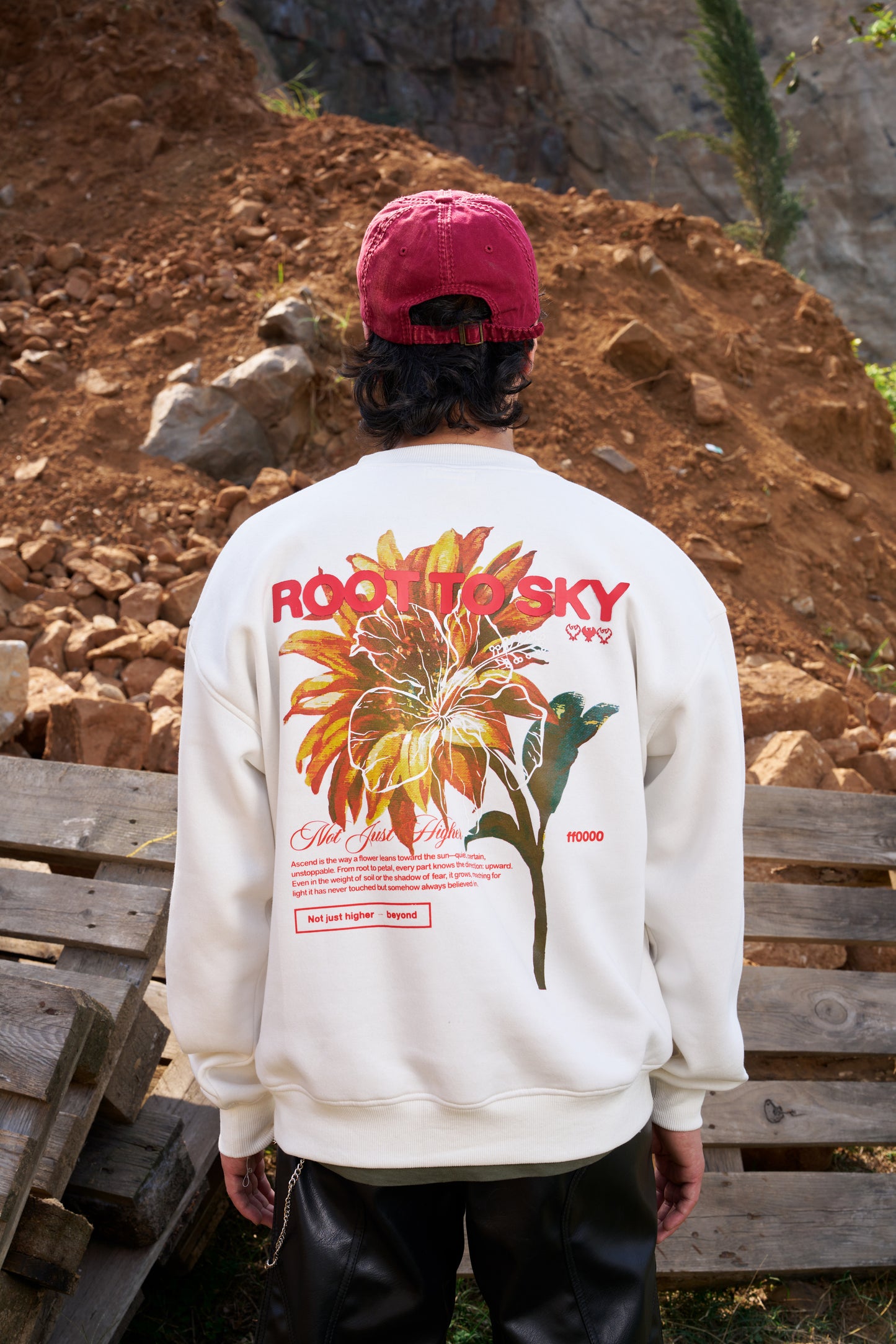 Root To Sky Unisex Oversized Off White Sweat