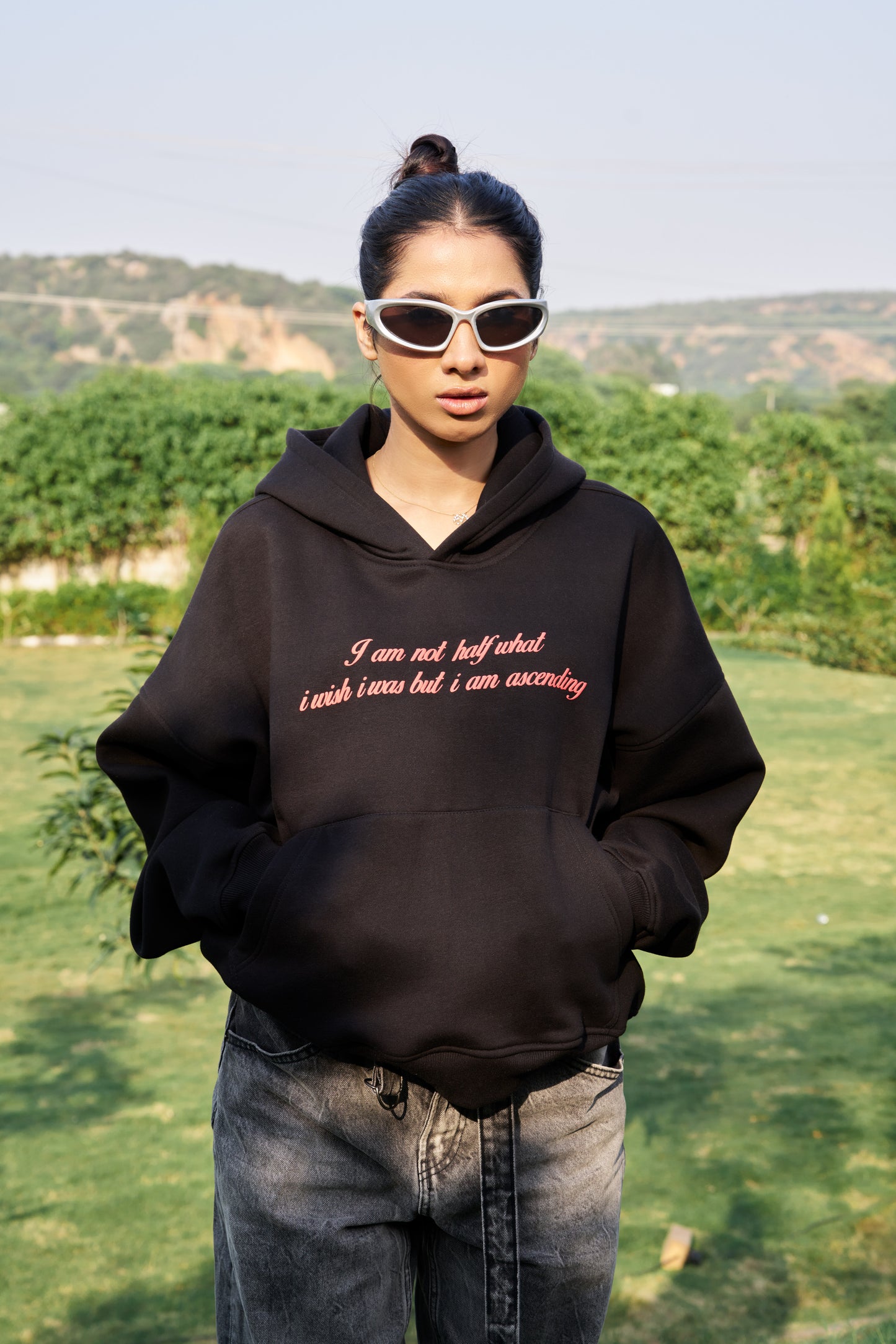 Angel Unisex Oversized Black Hoodie