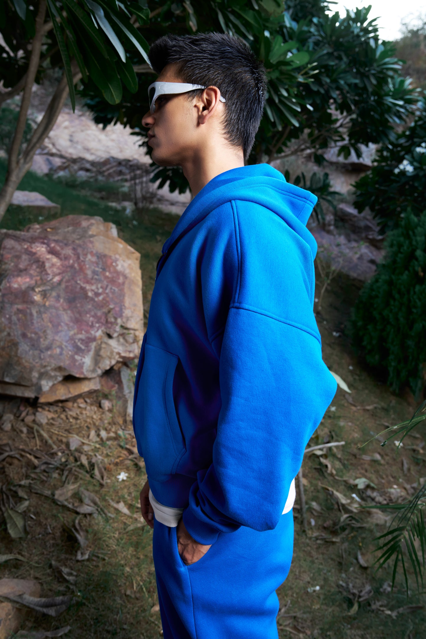 Ascending Unisex Oversized Cobalt Blue Zip-Up Hoodie