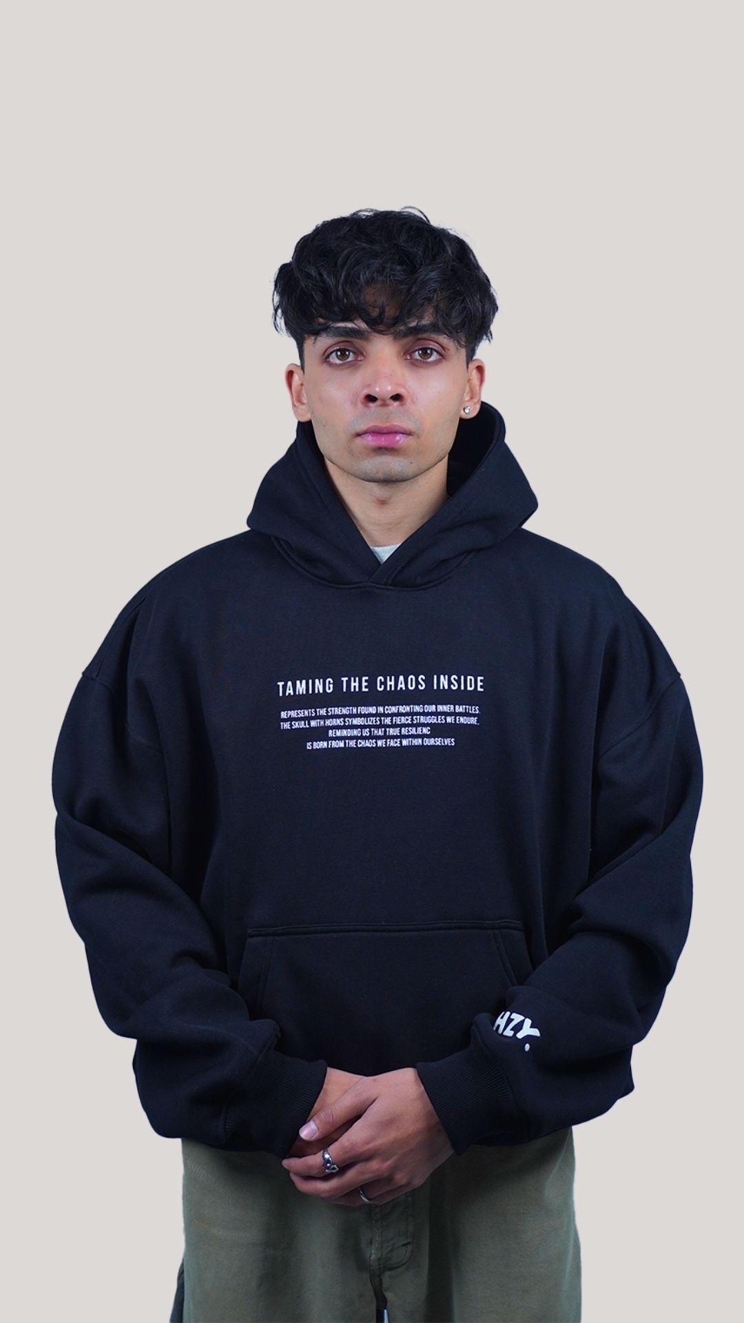 Inner Battles Hoodie oversized cotton fleece with back print