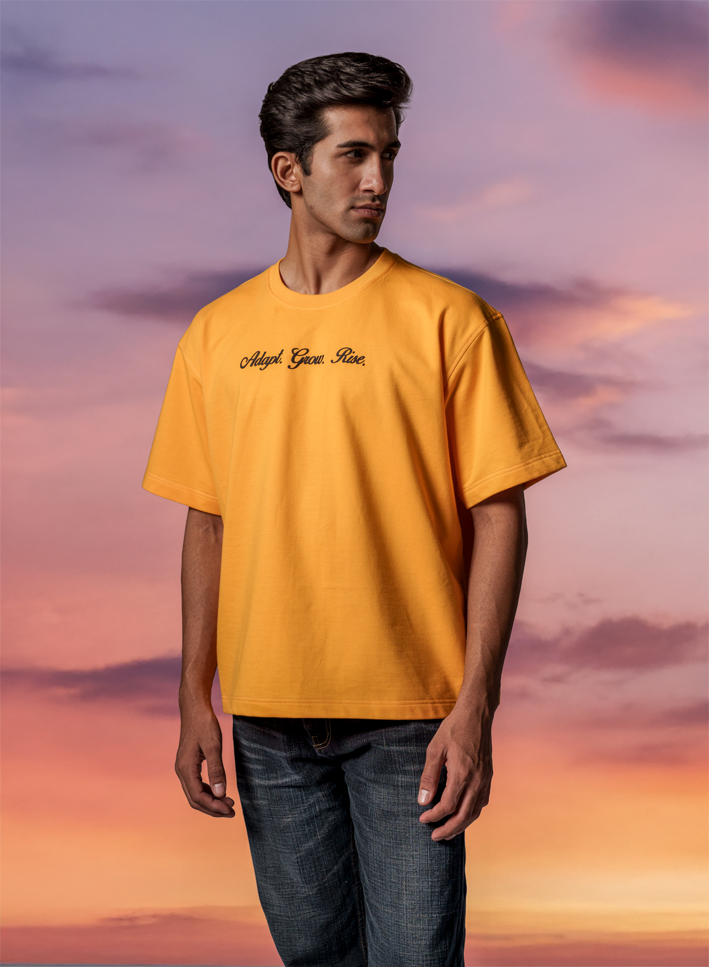 Evolve Eternal Bloom Yellow Oversized Embroidered T-Shirt