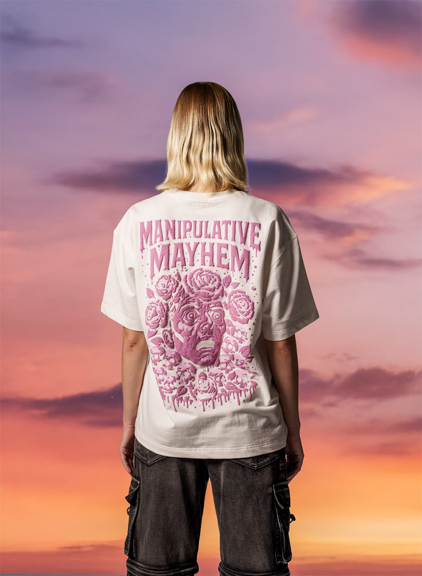 Manipulative Mayhem Off-White Puff Print Oversized T-Shirt