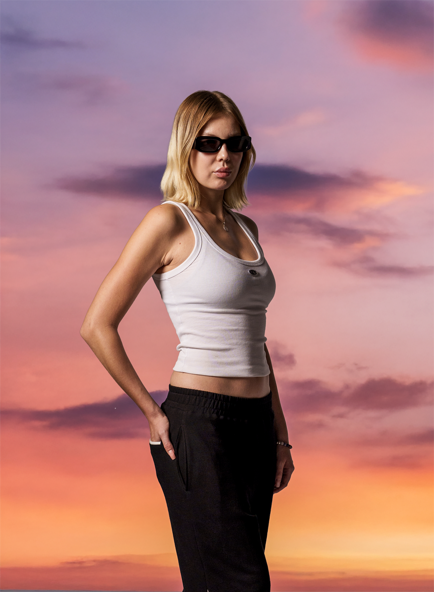 Evolve Off-White Slim-Fit Ribbed Tank Top