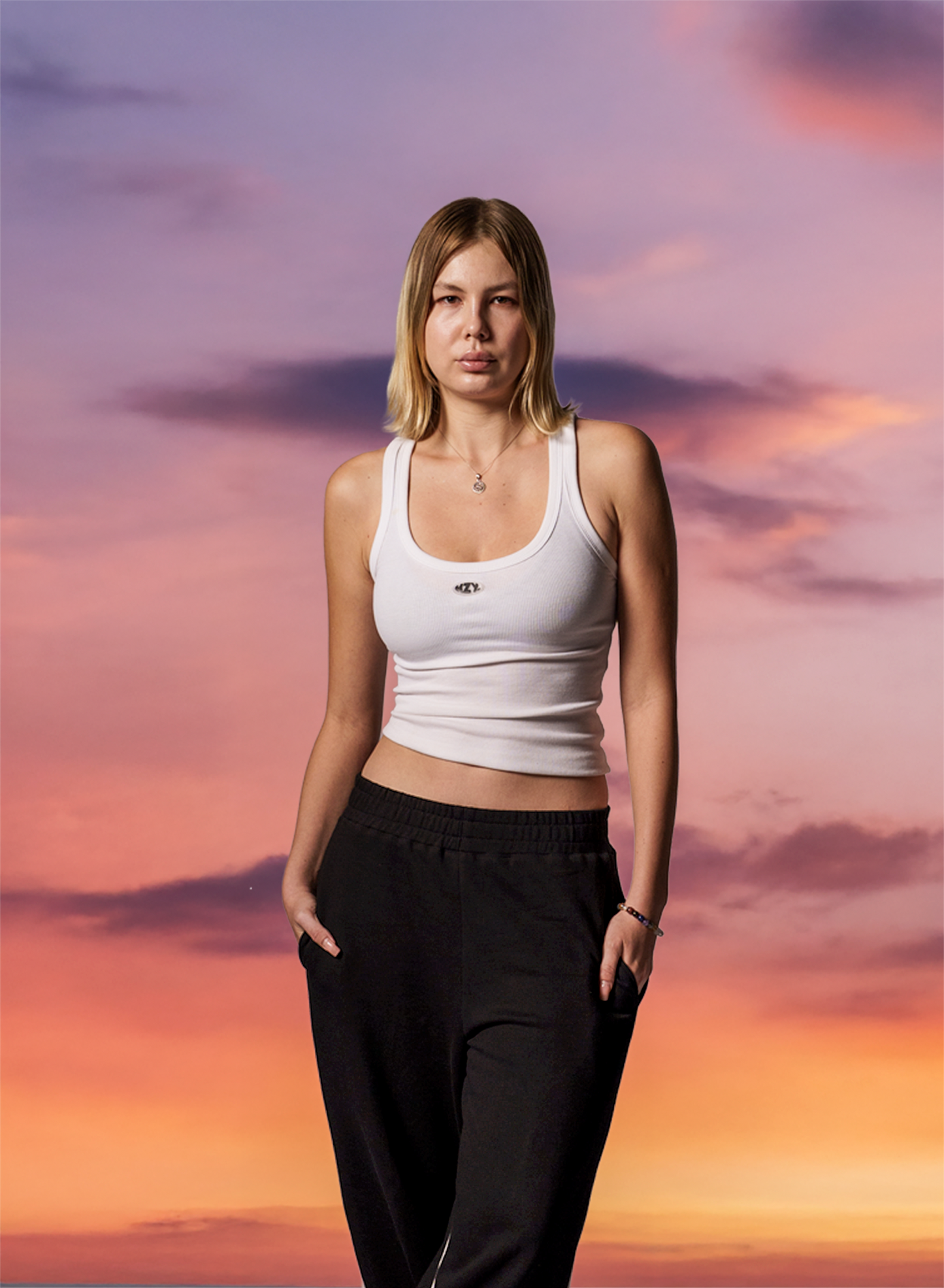 Evolve Off-White Slim-Fit Ribbed Tank Top