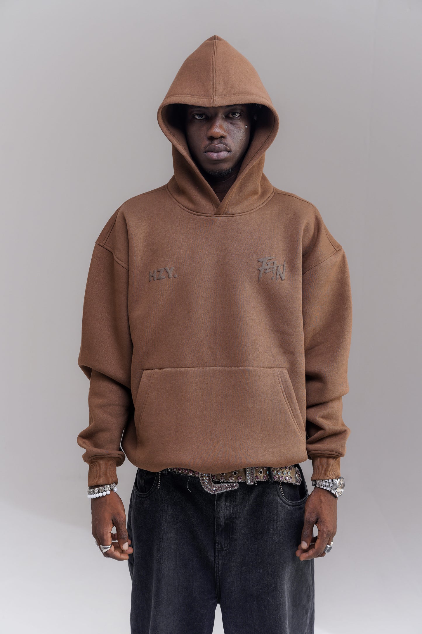Fein Puff Brown Oversized Hoodie