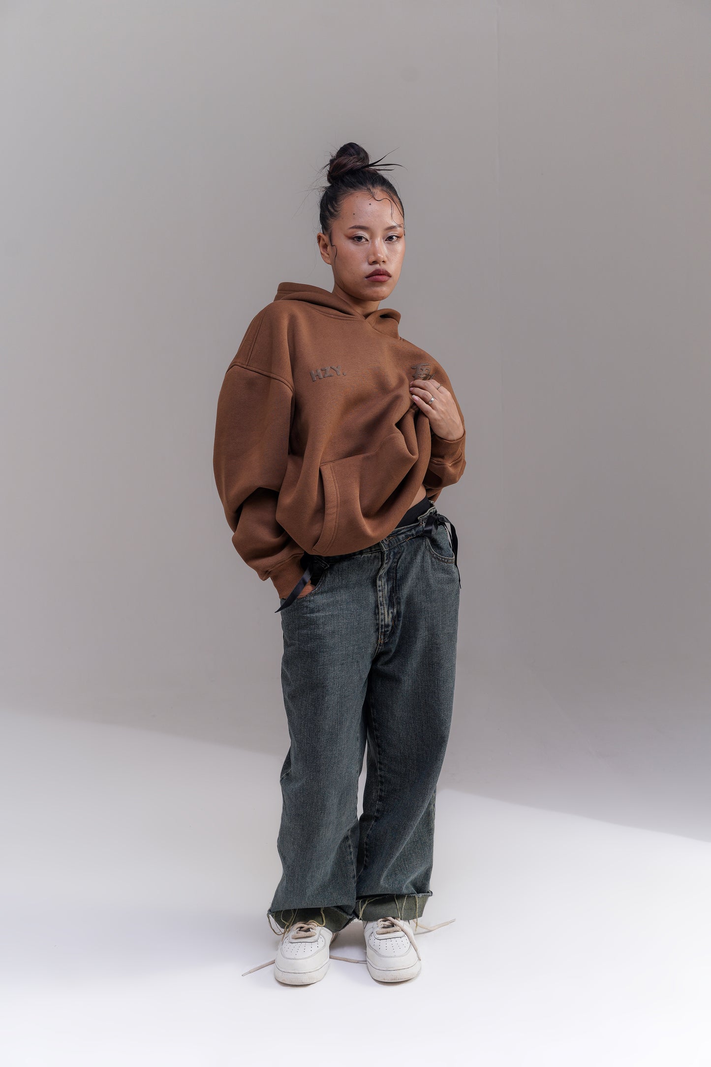 Fein Puff Brown Oversized Hoodie