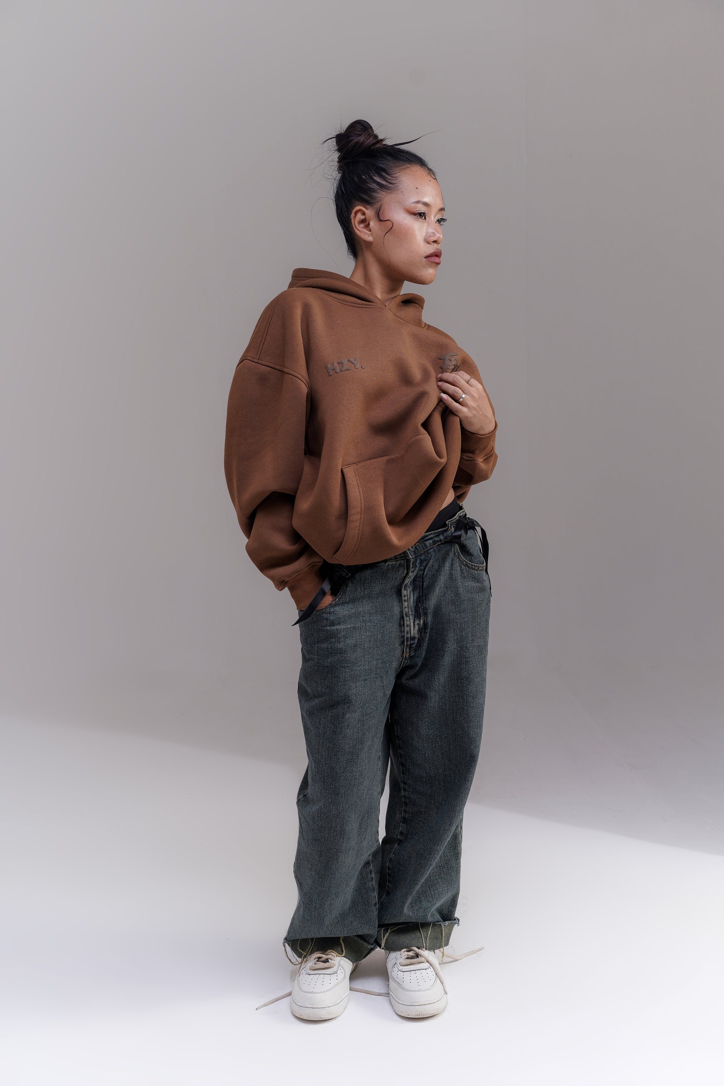 Fein Puff Brown Oversized Hoodie