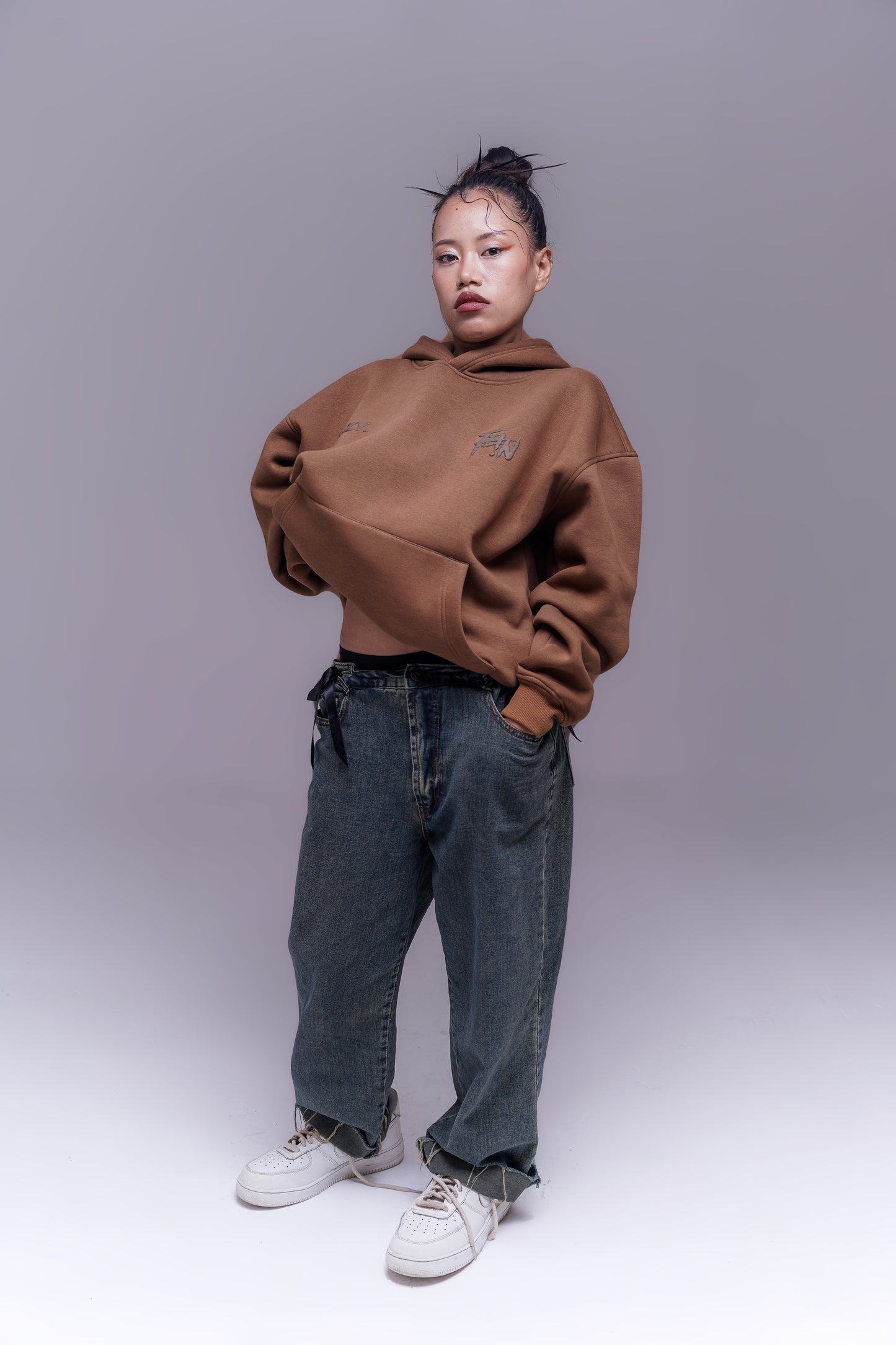 Fein Puff Brown Oversized Hoodie