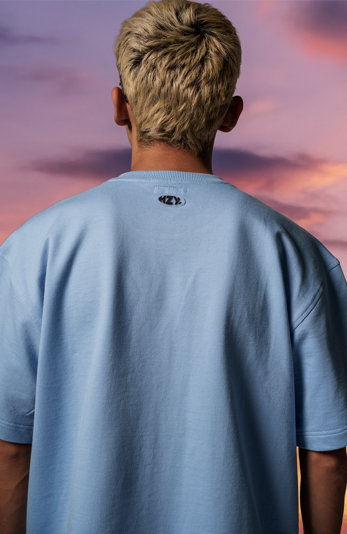Evolve Beyond Fear Blue Puff Print Oversized T-Shirt