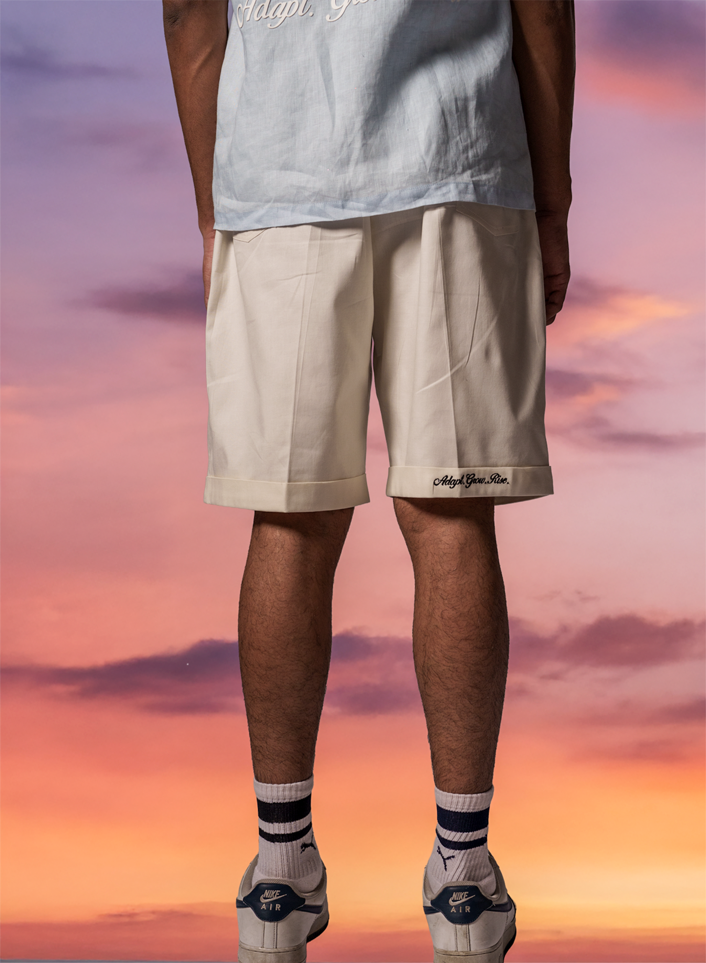 cotton-twill Evolve shorts with embroidered detail