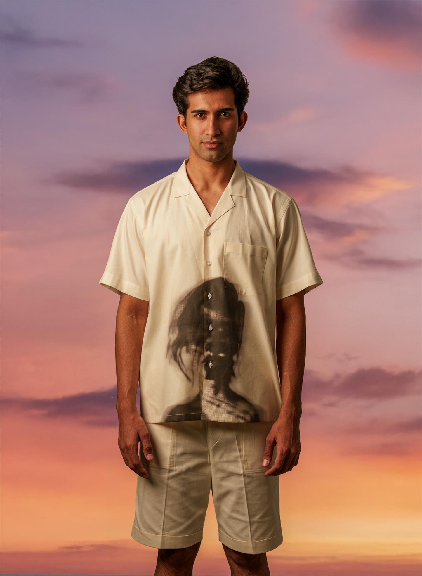 Evolve Hazed Out Off-White Cotton Graphic Shirt