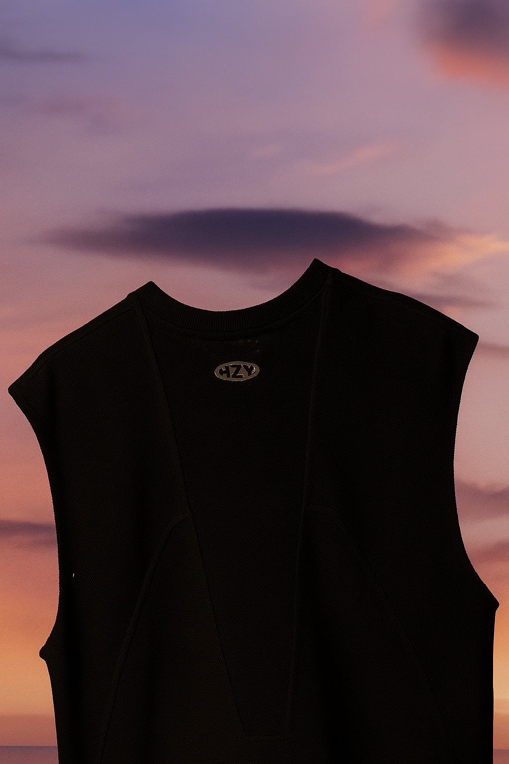 Evolve Textured Jacquard Oversized Vest in Black