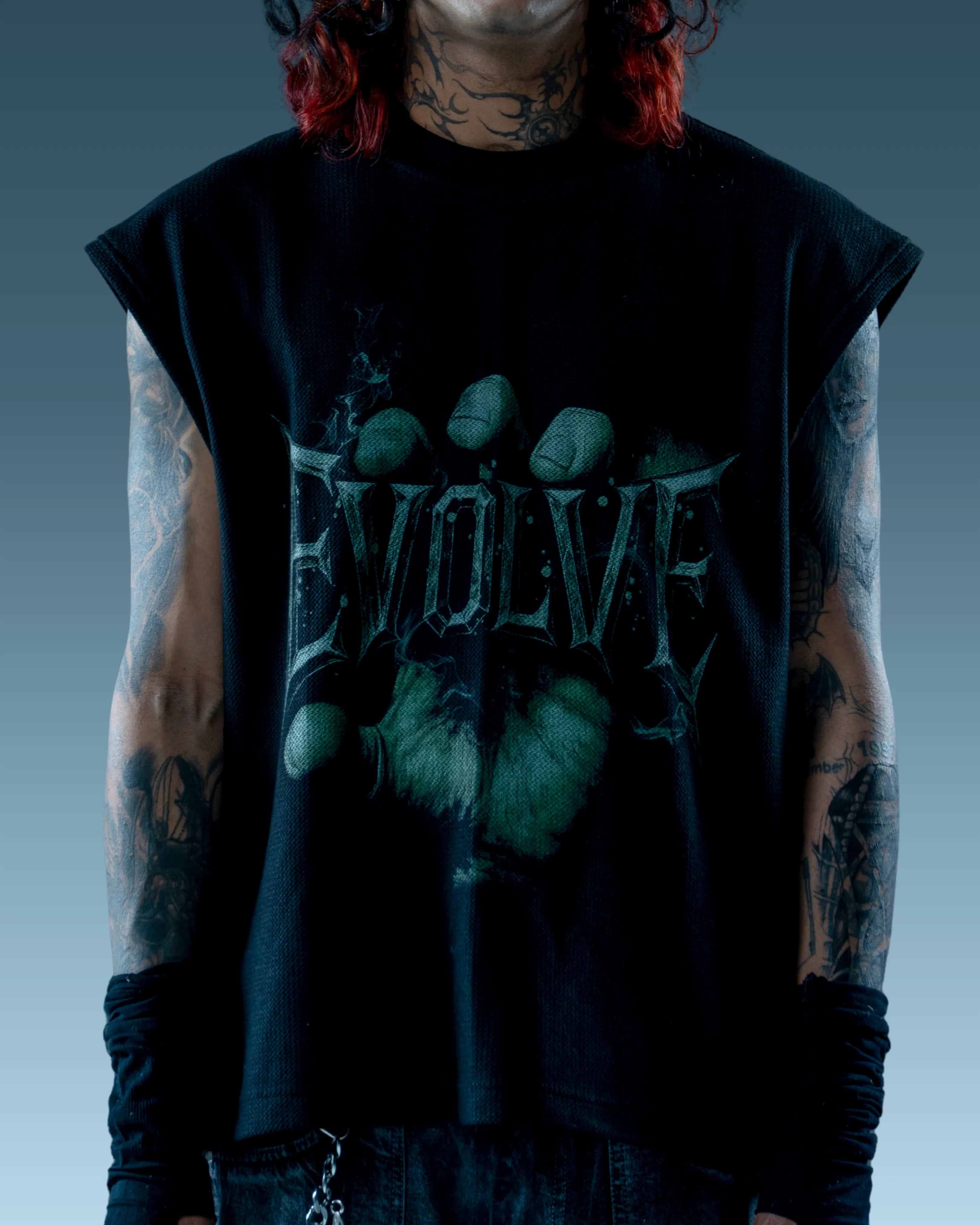 BLACK TEXTURED OVERSIZED VEST