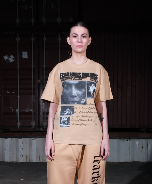 FKD Print Beige Unisex Oversized Tee