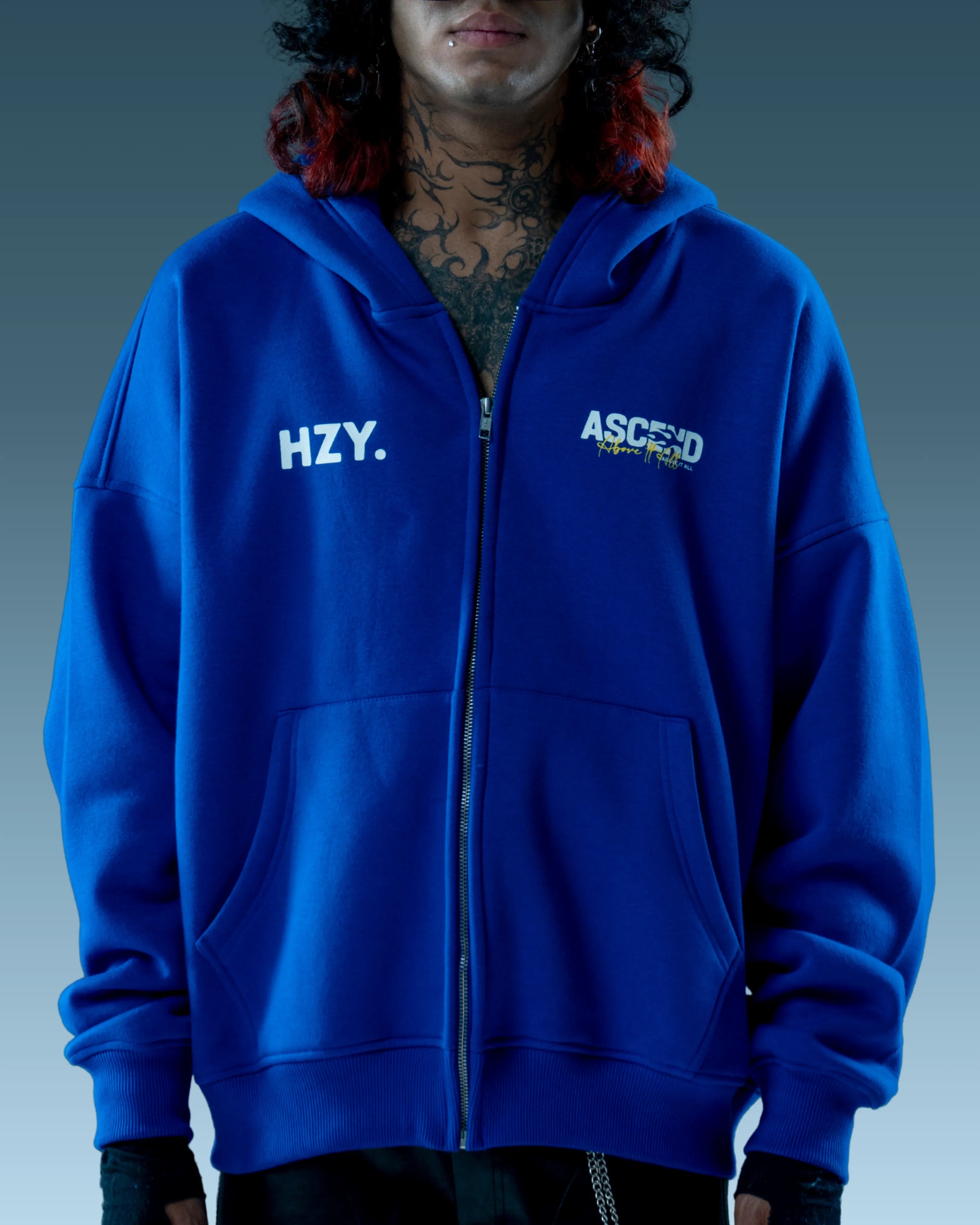 Cobalt Blue Unisex Hoodie Zip Up
