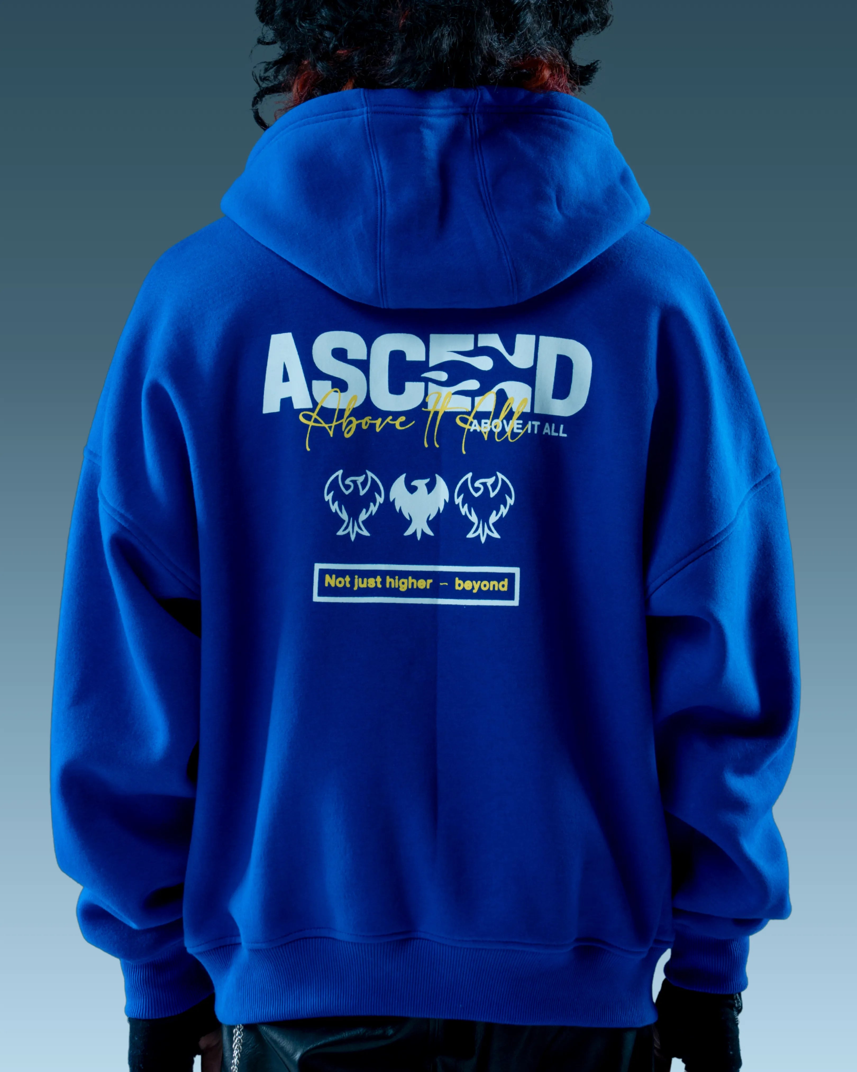 Cobalt Blue Premium Oversized Hoodie with Graphics