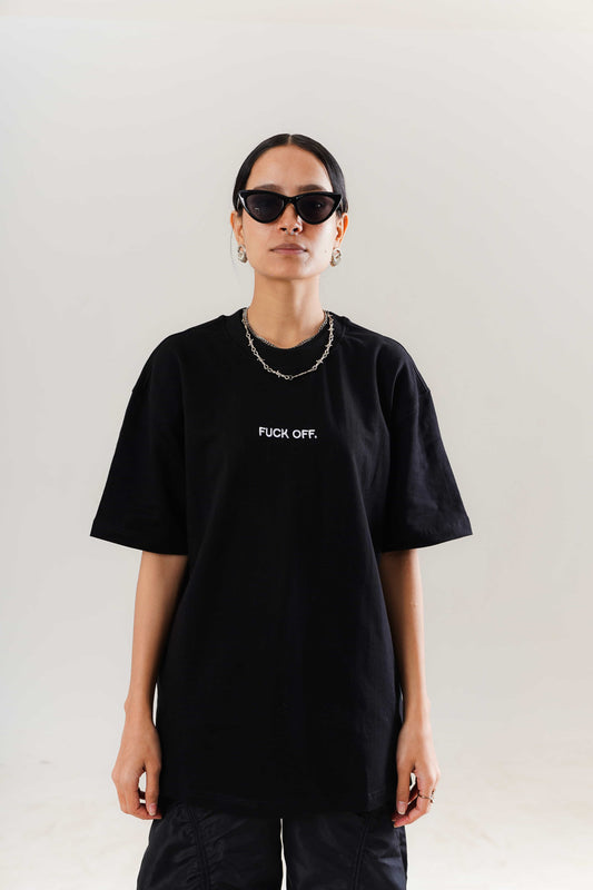 Black F**K OFF Oversized Tee for women