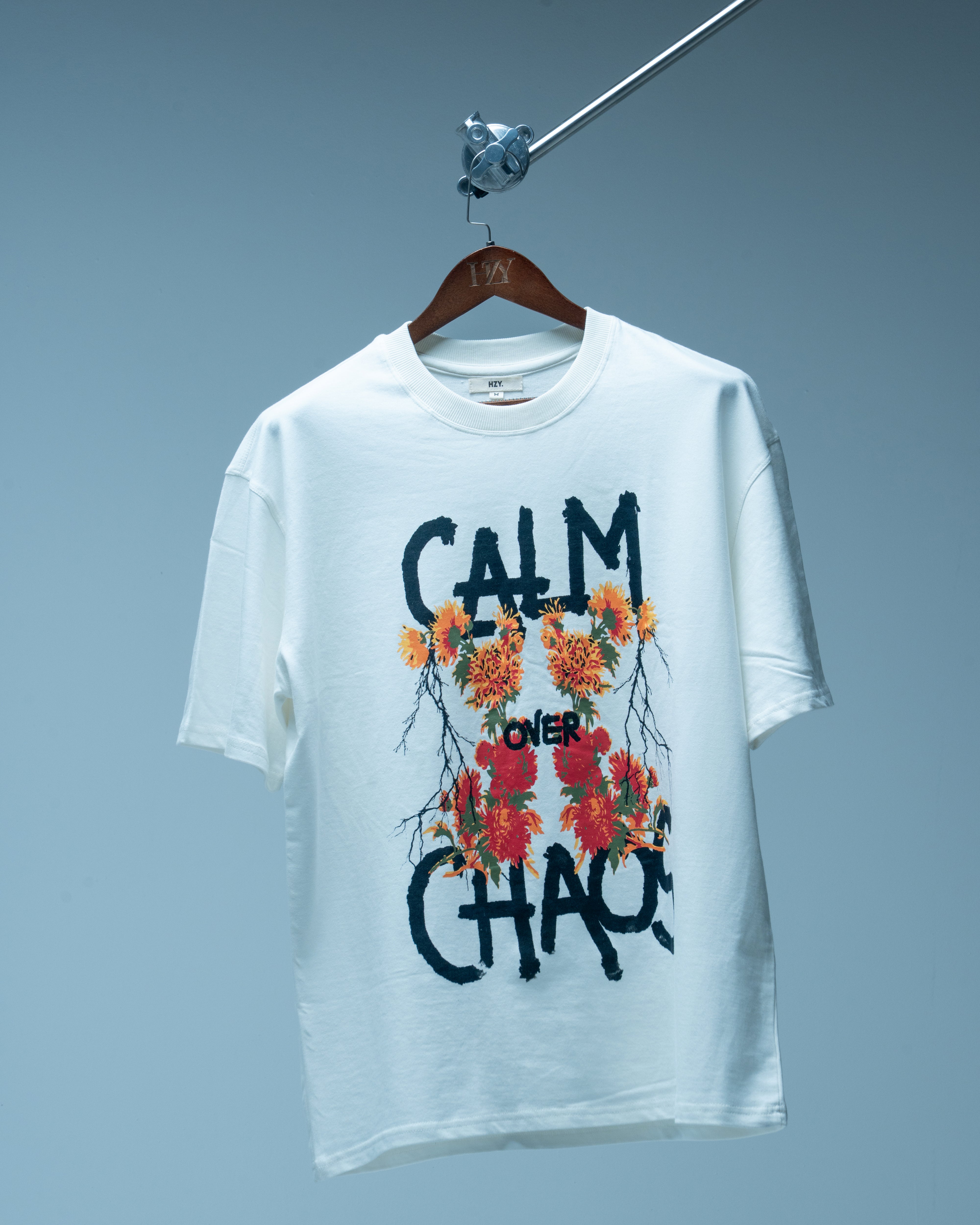 Calm Over Chaos White Oversized Unisex T Shirt | HZY Streetwear