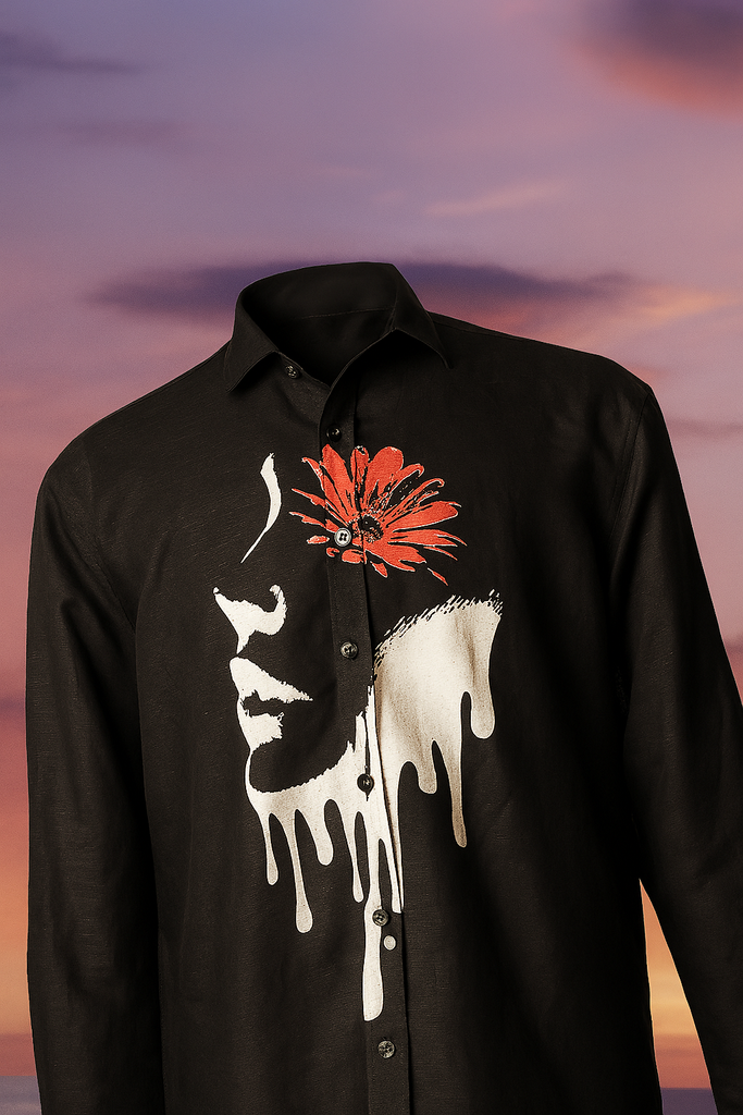 Evolve Black Cotton-Linen Relaxed Fit Shirt