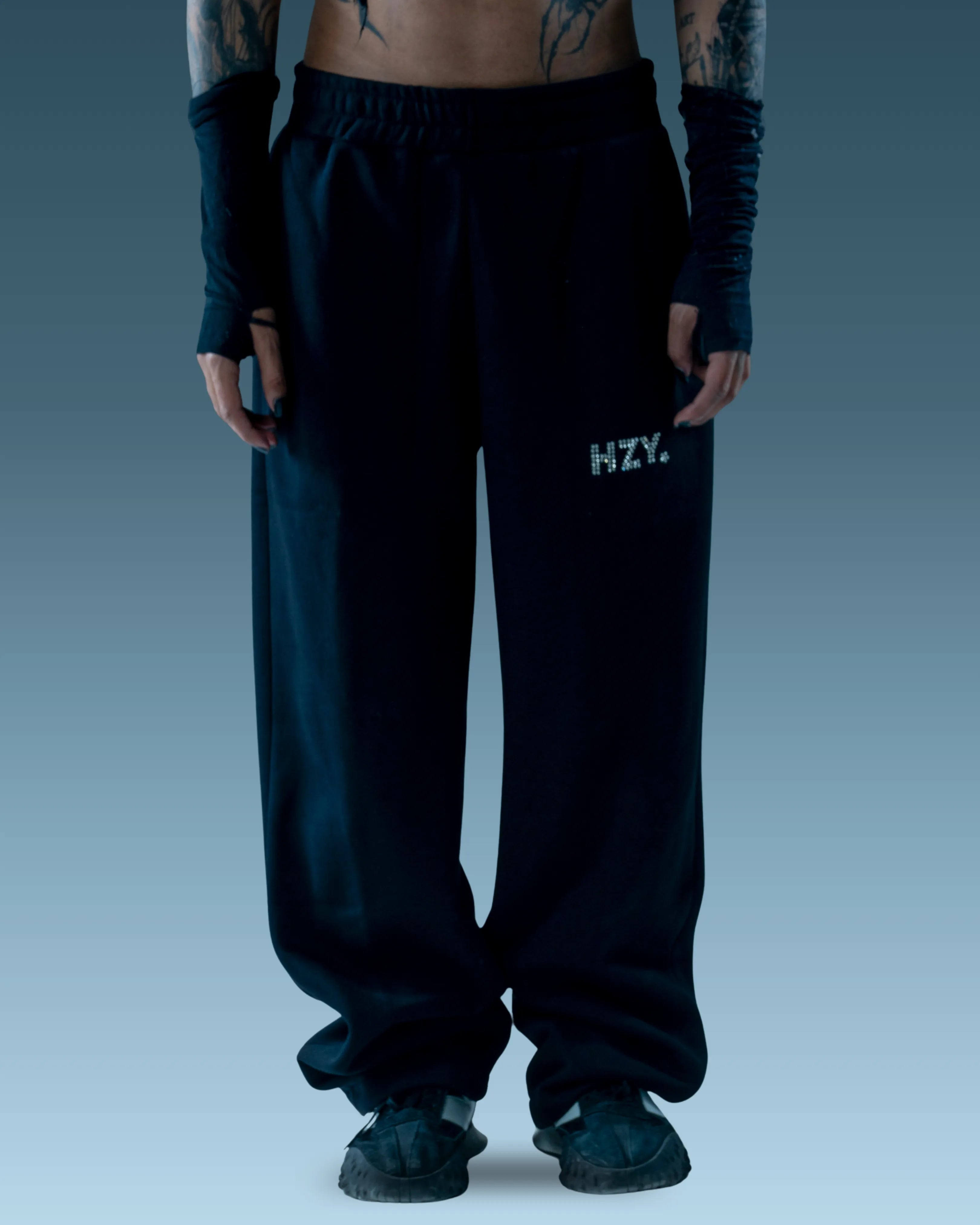 Black unisex cotton joggers