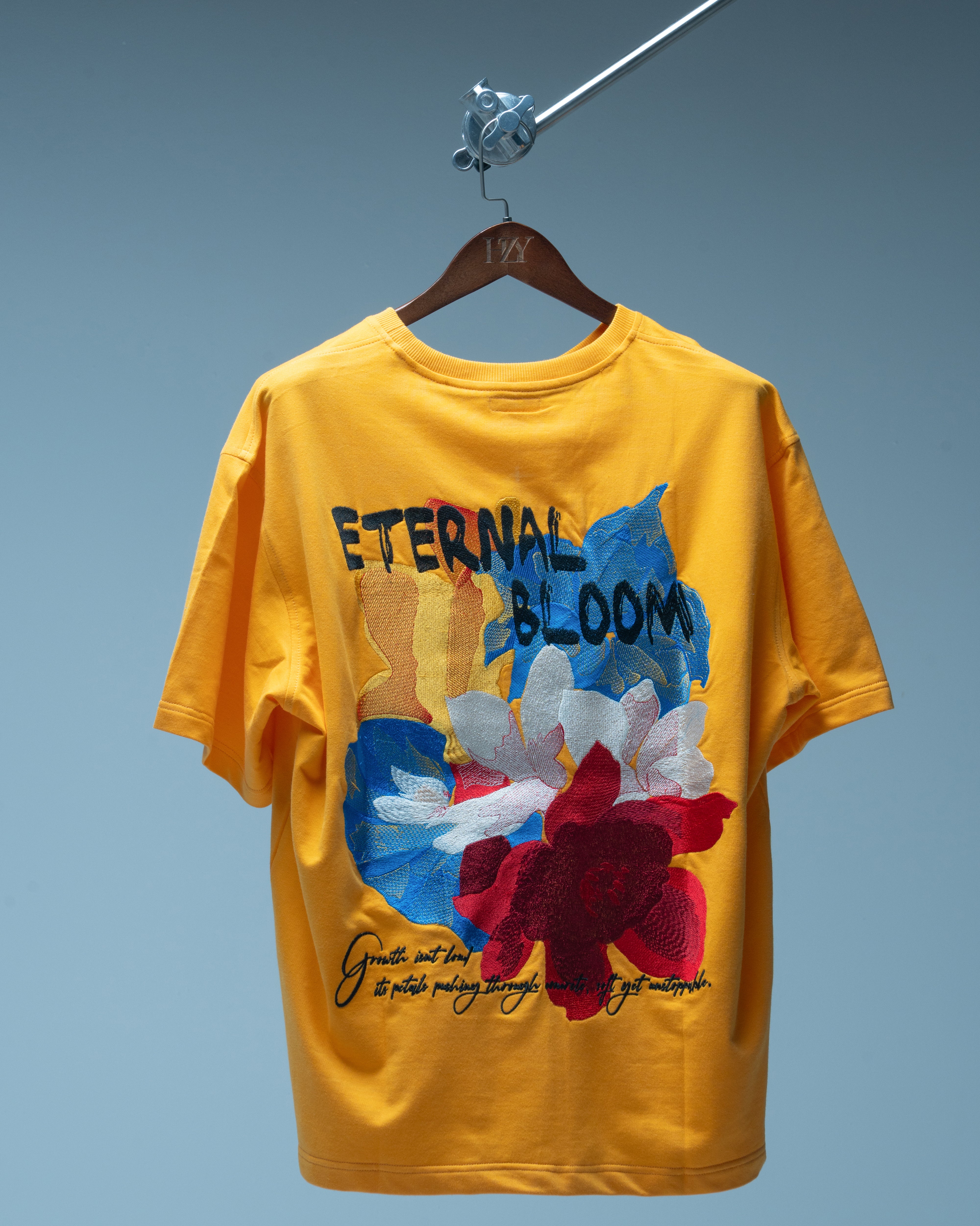 Evolve Eternal Bloom Yellow Oversized Embroidered Tshirt | HZY