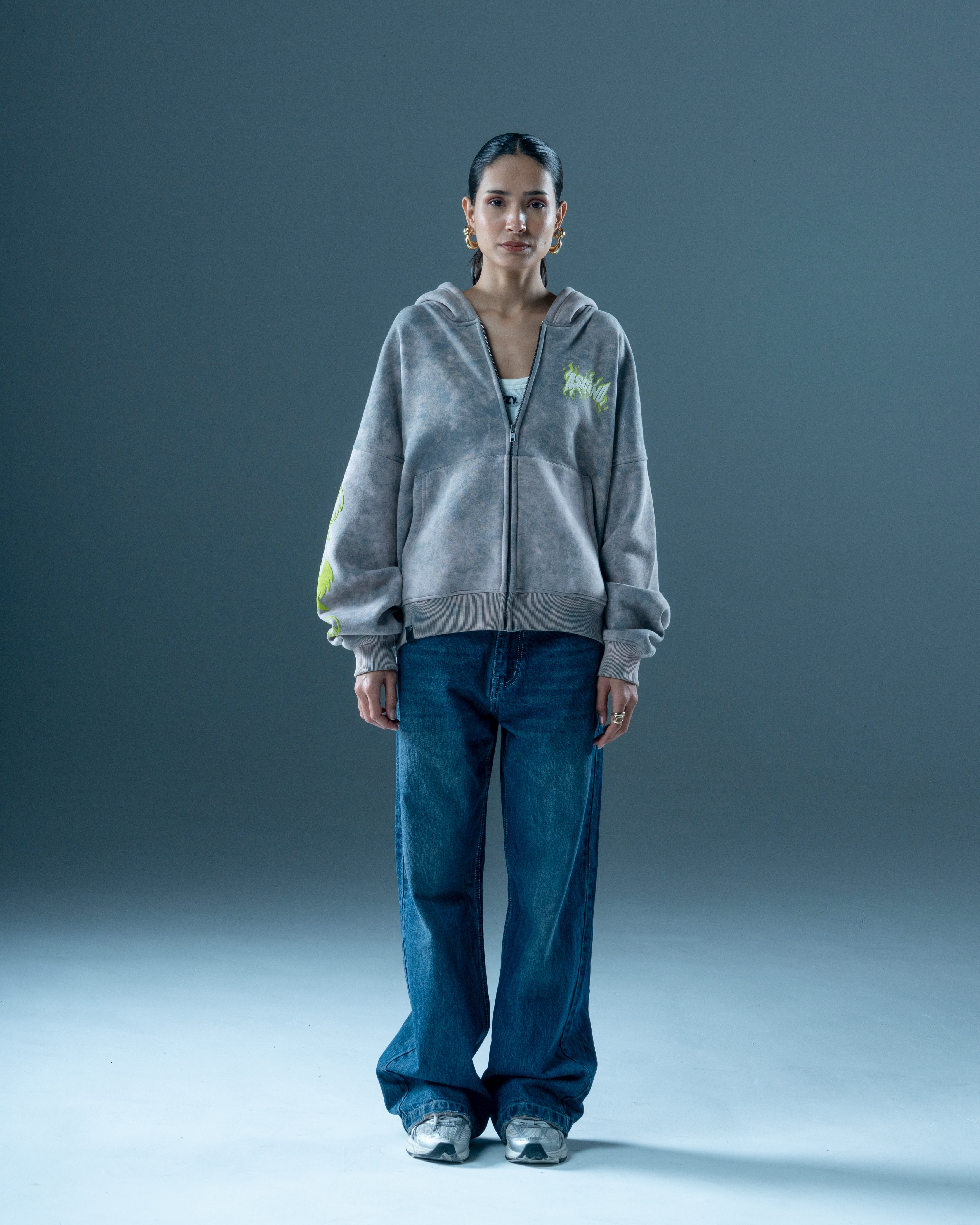 OVERSIZED WASHED GREY ZIP-UP HOODIE-thumbmail-4
