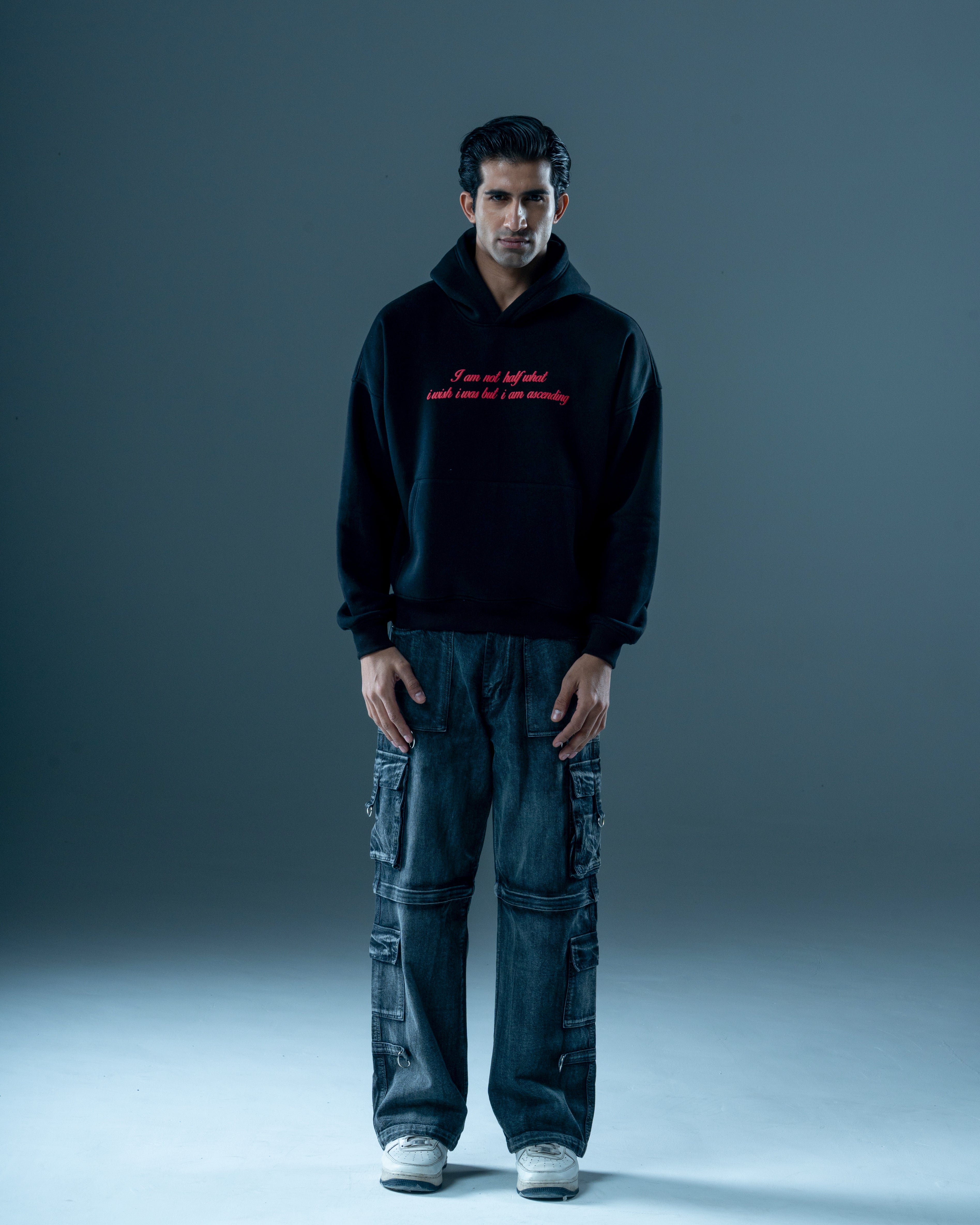 ANGEL OVERSIZED BLACK HOODIE