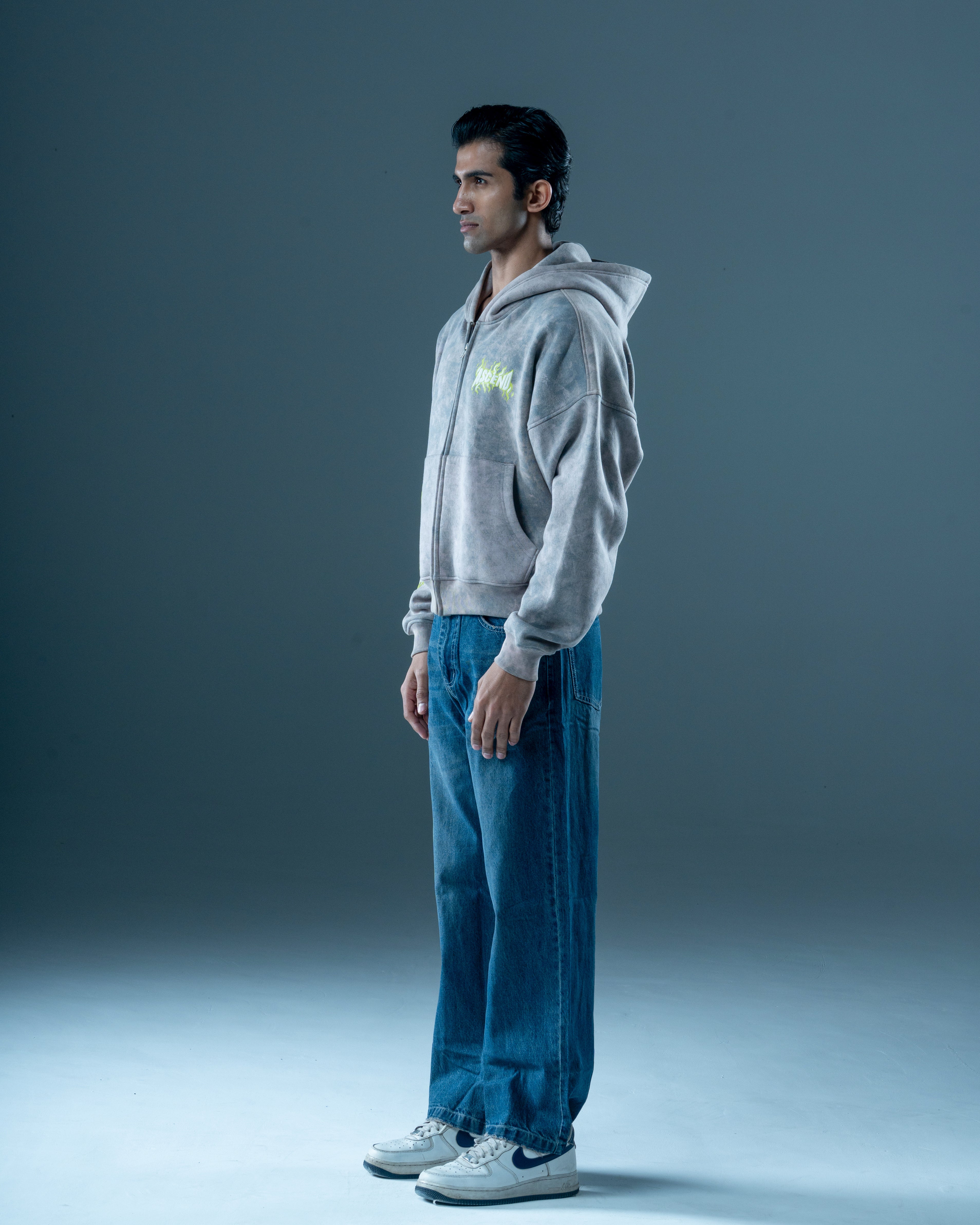 OVERSIZED WASHED GREY ZIP-UP HOODIE-thumbmail-2