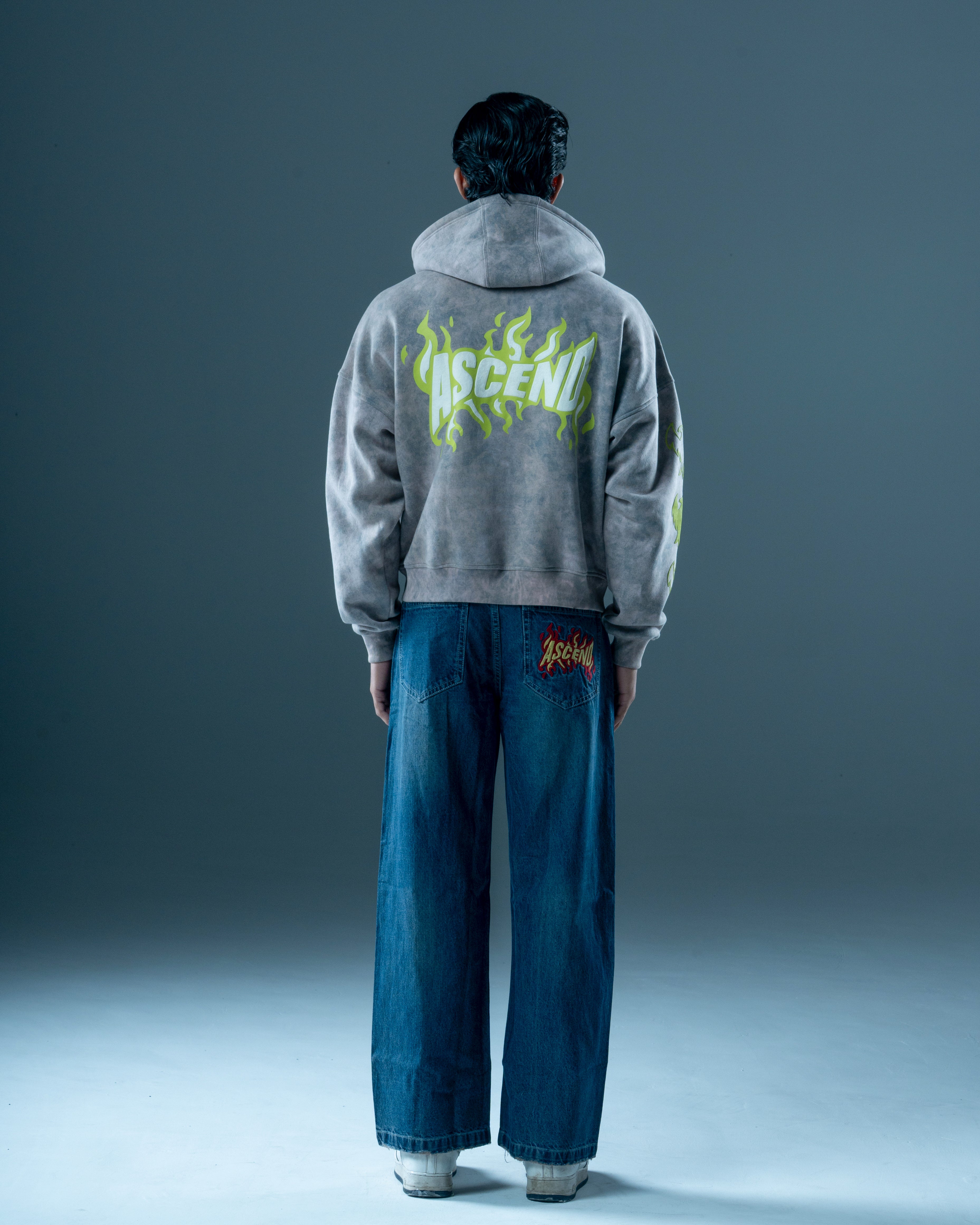 OVERSIZED WASHED GREY ZIP-UP HOODIE-thumbmail-3