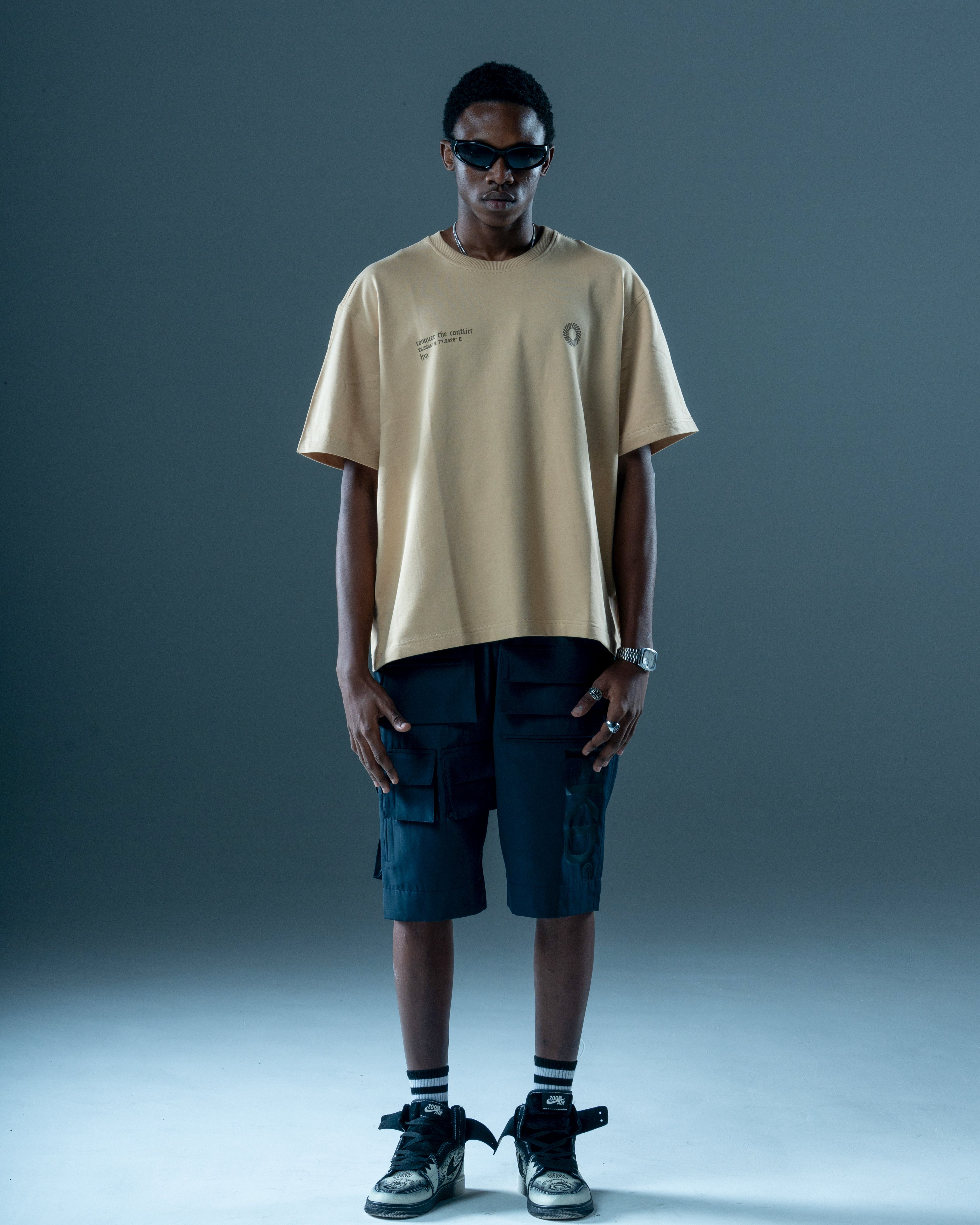 BEIGE PUFF OVERSIZED TEE