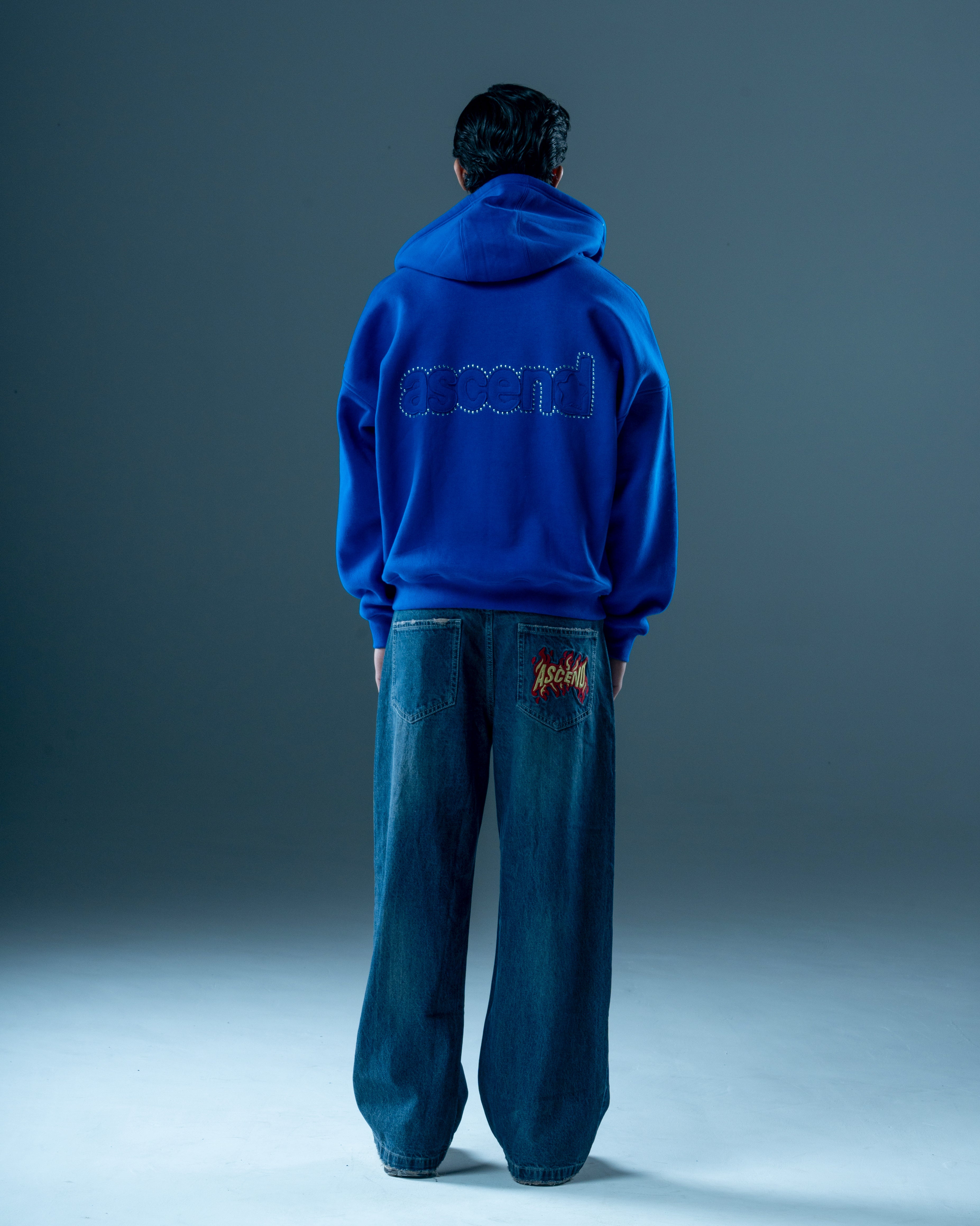 ASCENDING COBALT BLUE ZIP-UP HOODIE-thumbmail-4
